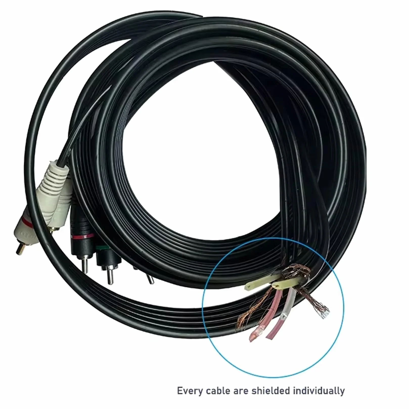 5 cables RCA de 6 pies, cable de componente RCA divisor de audio y video, YPbPr RGB AV cable 1080i macho/macho para DVD, STB, TV Box, HDTV, 1,8 m