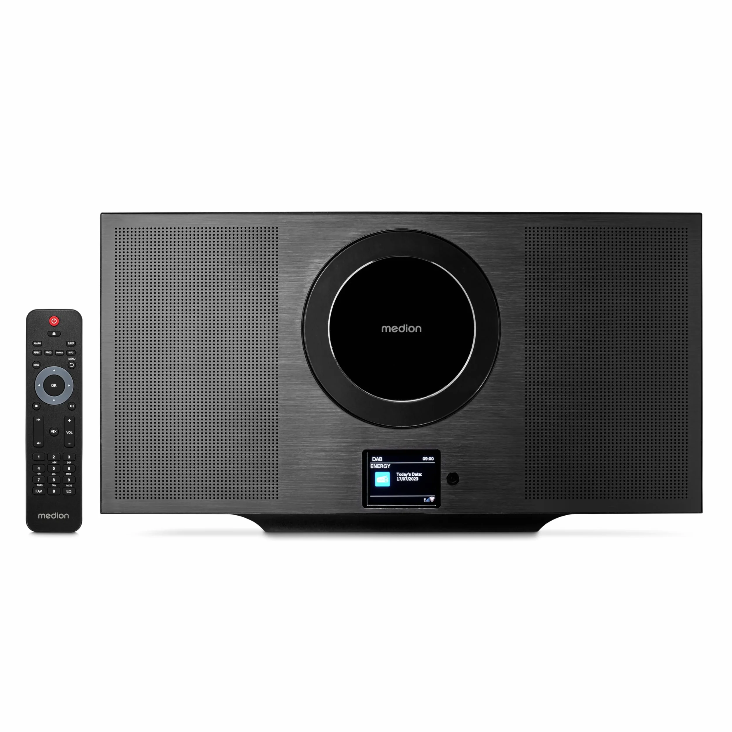 MEDION P66348 Sistema estéreo con Reproductor de CD (Radio por Internet, Dab+, Spotify Connect, Mini Sistema Compacto Vertical, Radio PLL FM, MP3, USB, Bluetooth, WLAN)
