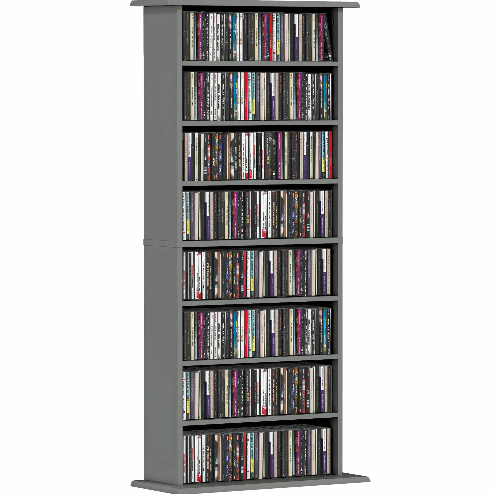 Almacenamiento de CD y DVD HOMCOM, unidad de almacenamiento multimedia, capacidad máx. 360 CD/185 DVD y Blu-ray, 8 compartimentos y 6 estantes ajustables, para salón, dormitorio, 58 x 24 x 126,3 cm,