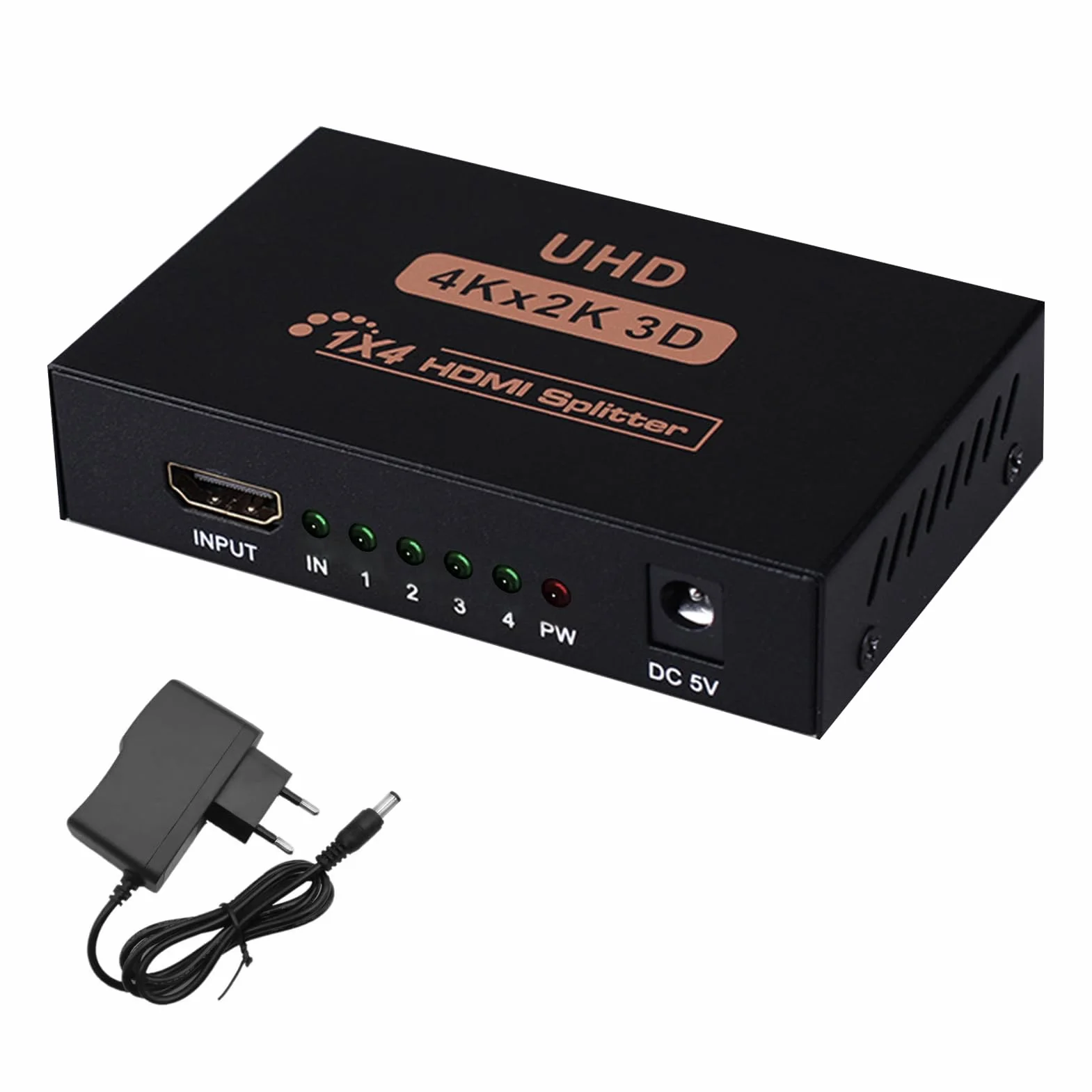 Splitter HDMI 1x4 4K 60Hz 3D, Duplicador HDMI 1 Entrada 4 Salidas 1080P 2K