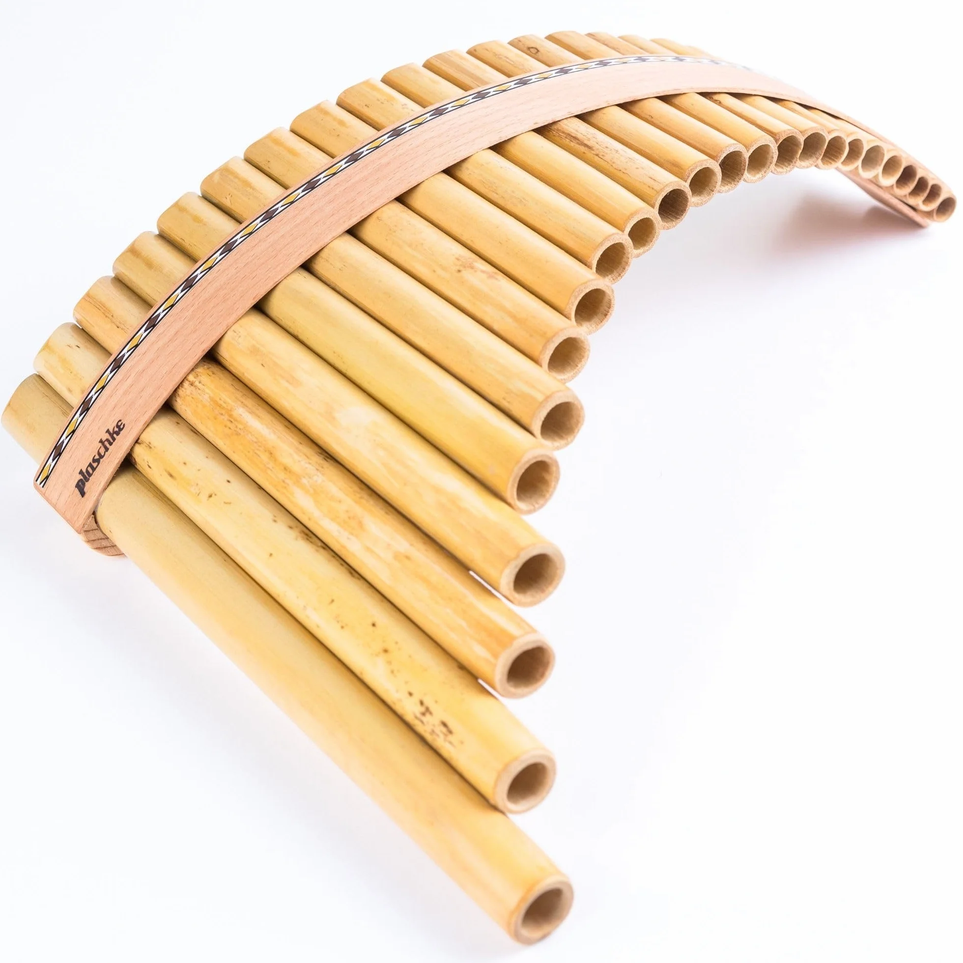 Plaschke Zampoña, Flauta de pan con cinturón de madera, hecha a mano en Tirol del Sur/Italia, 18 tubo-Do