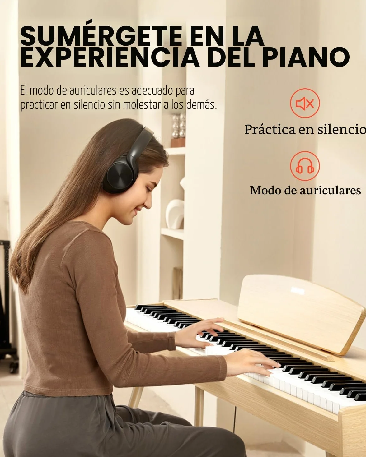 Donner DDP-80 Piano Digital de 88 Teclas Contrapesadas, Piano Eléctrico de Tamaño Completo con Soporte, Pedal Triple, Conexión MIDI e Interfaz para Auriculares, Color Madera Clara
