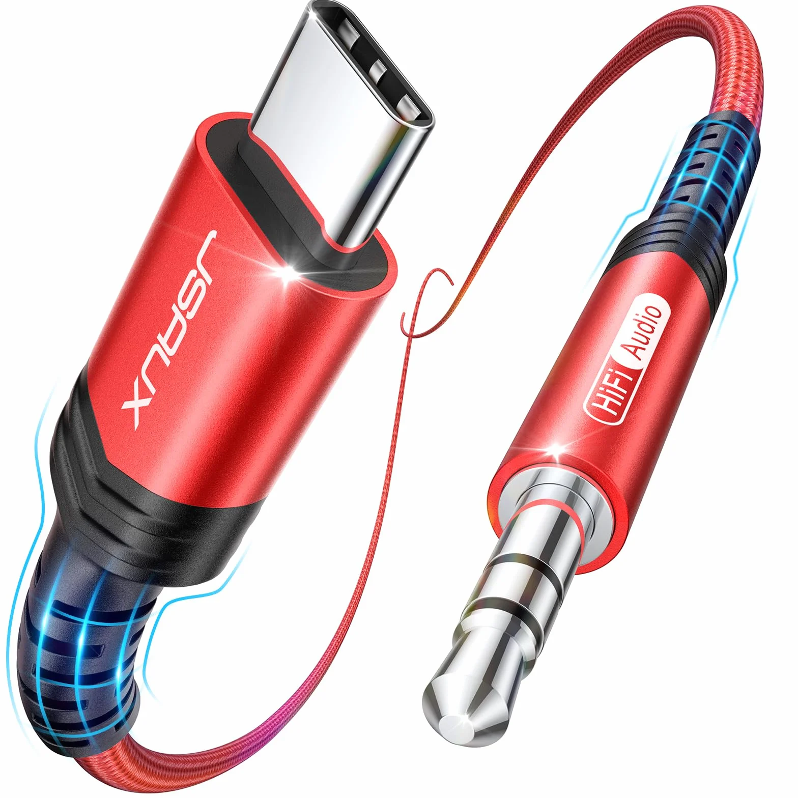 JSAUX Cable AUX USB C a Jack 3.5 mm, Adaptador Tipo C a 3.5 mm Macho, Audio Estéreo para Coche, Compatible con iPhone 17 Air/16/15 Pro MAX Plus, Galaxy S25 S24 S23 Ultra, Pixel 9, iPad Pro