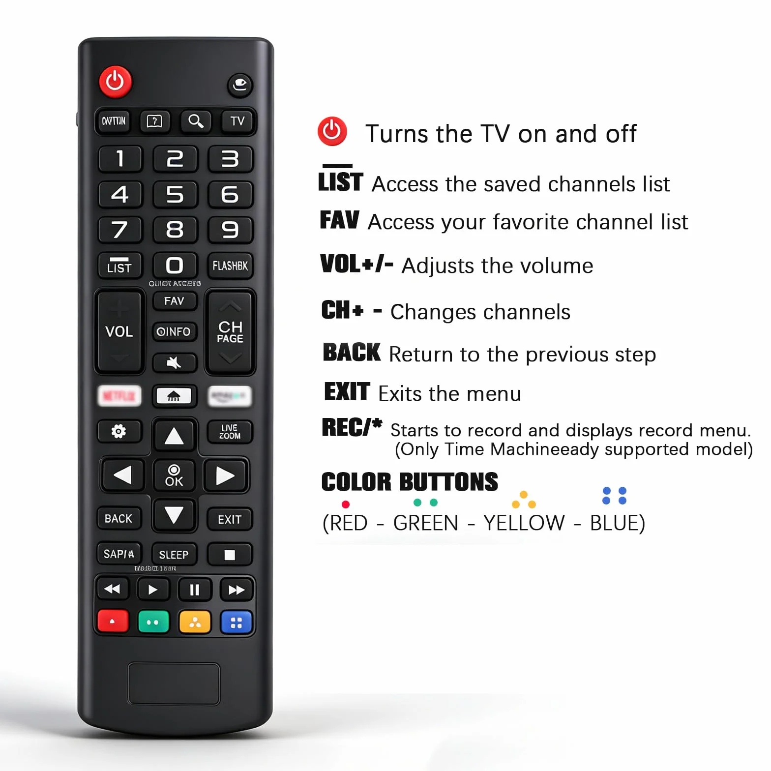 Mando Universal LG Smart TV 3D 4K LC LED QLED, Control Remoto para Netflix, Amazon