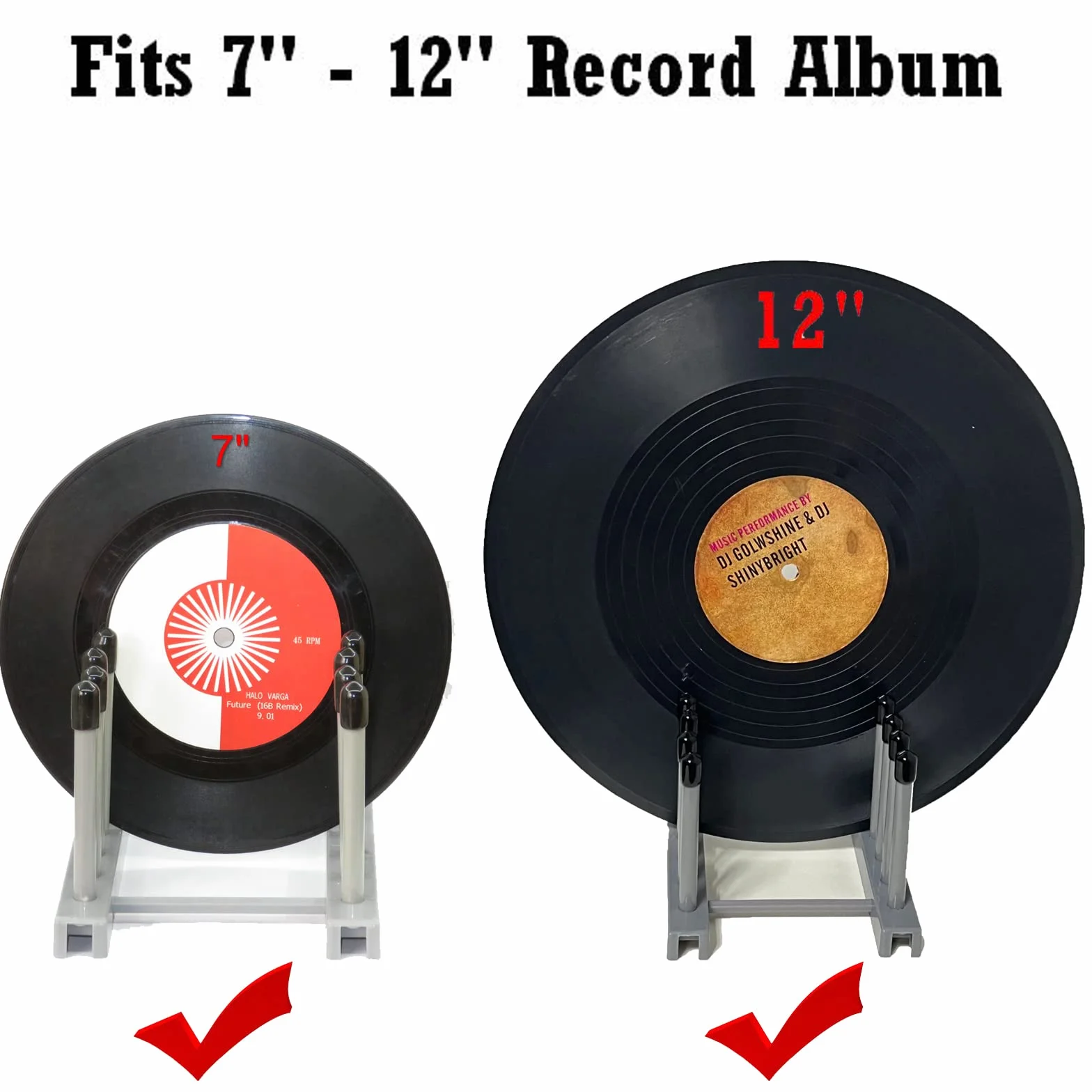 Soporte de almacenamiento de discos de vinilo, organizador de registros, estante de secado para dispositivos de limpieza, compatible con discos o LPs, (no incluye registros), color gris