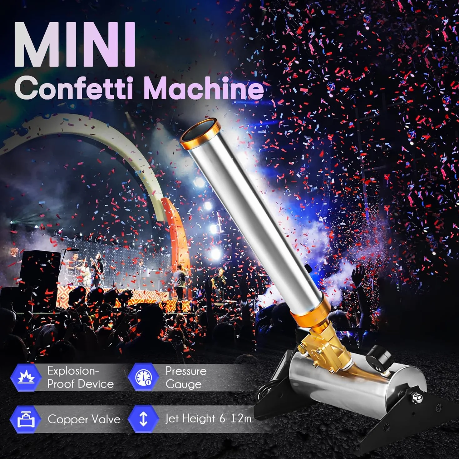 Máquina de cañón de confeti profesional Máquina de efecto de confeti Máquina de disparo confeti Blaster con control remoto, Máquina de efecto de escenario de altura chorro 10 m fiestas Halloween 2pcs