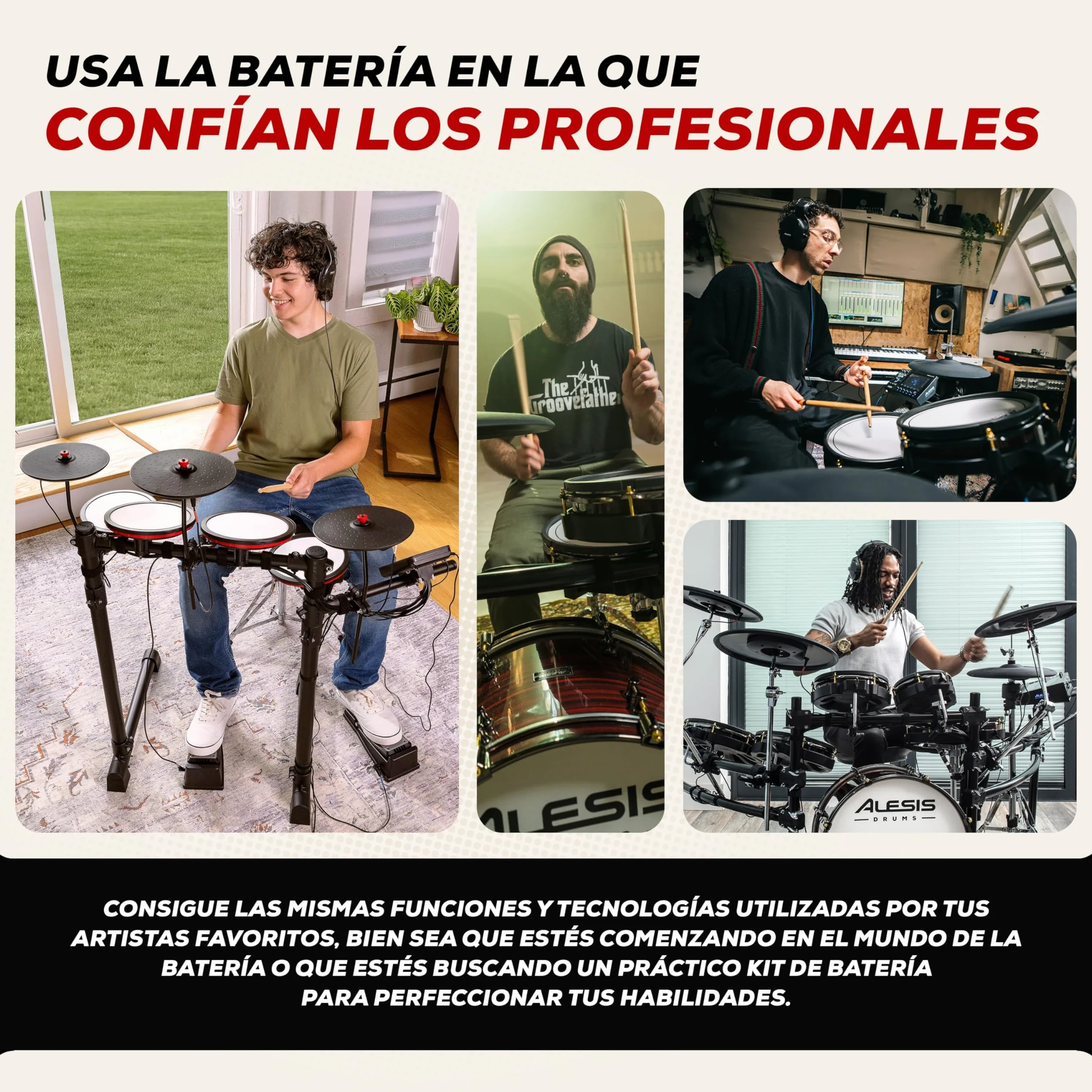 Alesis Turbo Max Set de Batería Eléctronica con Parches de Malla Silenciosos de 8 Pulgadas, Lecciones de Percusión, Bluetooth y Accesorios