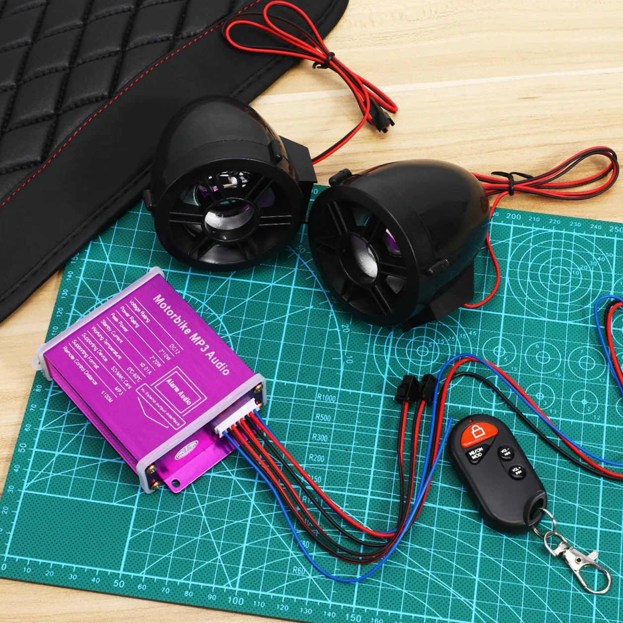 OUNONA Altavoces para motocicleta, amplificador, sistema de sonido de audio, sistema de sonido de radio para motocicleta