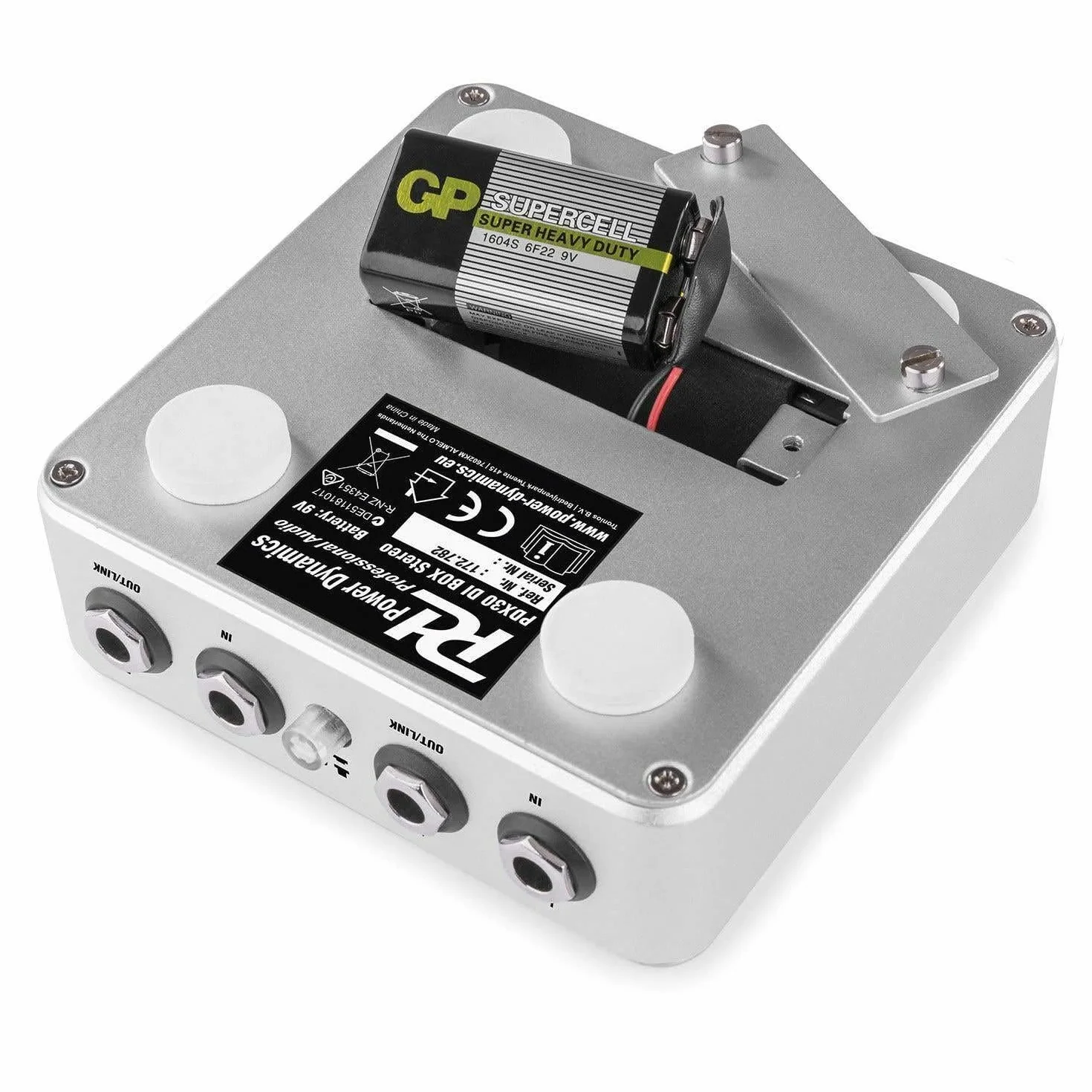 Power Dynamics PDX30 Caja DI Estéreo - Caja DI Profesional, Salida XLR balanceada, Entrada/Salida de Jack estéreo de 6,3 mm, alimentación conmutable: Pila de 9 V/alimentación Phantom de 48 V