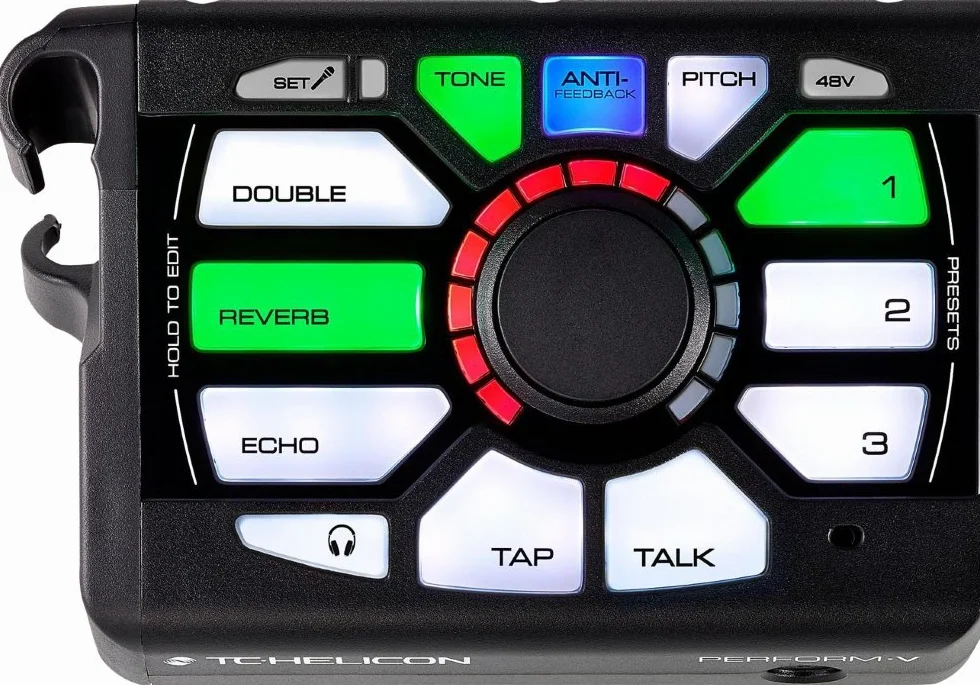 TC Helicon PERFORM-V Procesador vocal de montaje en soporte de micrófono Ultimate para un sonido de calidad de estudio rápido y fácil con efectos ampliables