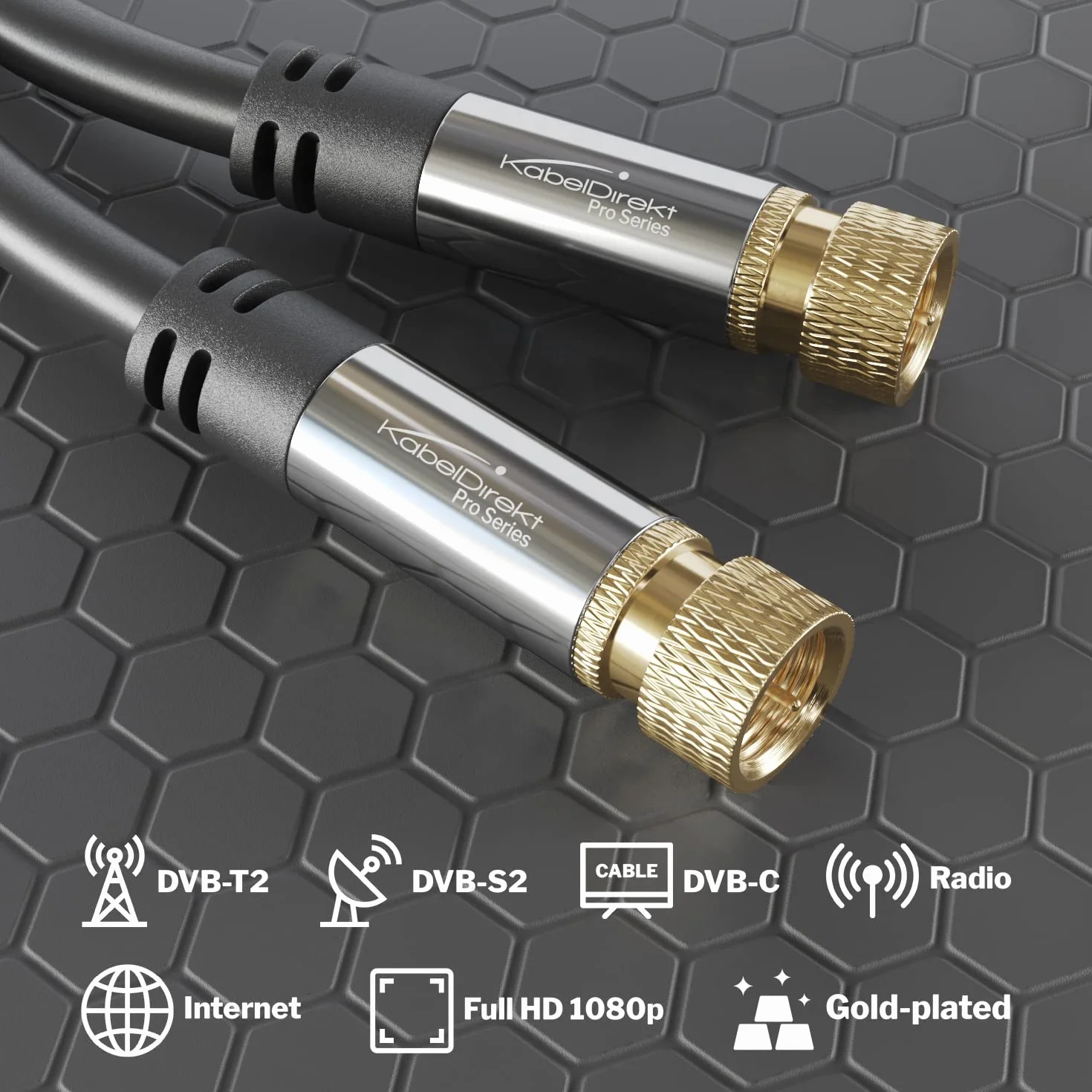 KabelDirekt – Cable Satélite, Antena TV, Coaxial – 1,5m – Cable TV 4K con conector F de metal – Disponible en 0,5-30m (para radio/TV, DVB-T, DVB-C, DVB-S/DVB-S2, internet, negro)