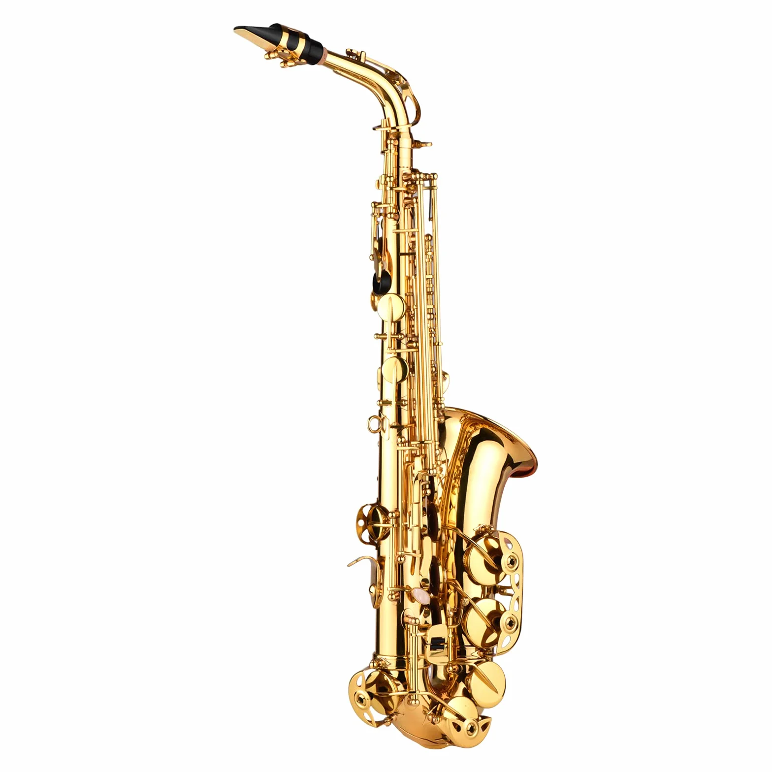 HUIOP Saxofón Alto AS100 Eb instrumento de viento saxofón Alto lacado de latón con estuche de transporte guantes correas paño de limpieza cepillo