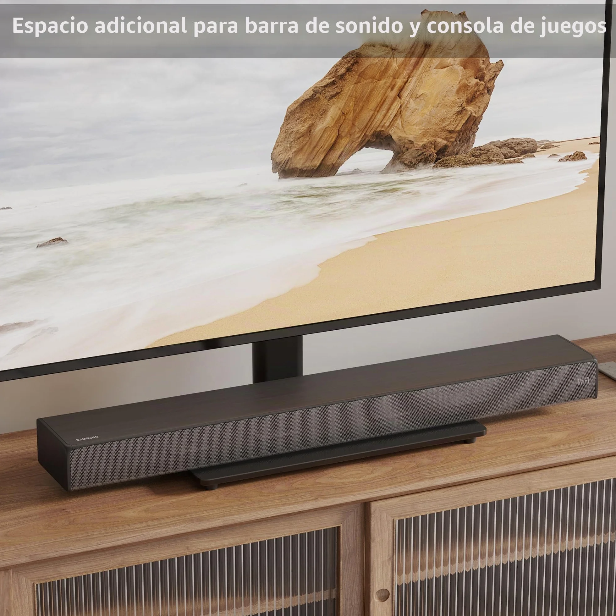 BONTEC Soporte TV Universal, Soporte de Pie para TV Mesa Elevador TV de 24-60 Pulgadas LED/LCD/Plasma/Curva/Plana, Altura Ajustable Plano y Curvo hasta 45 kg, Máx VESA 400x400 mm