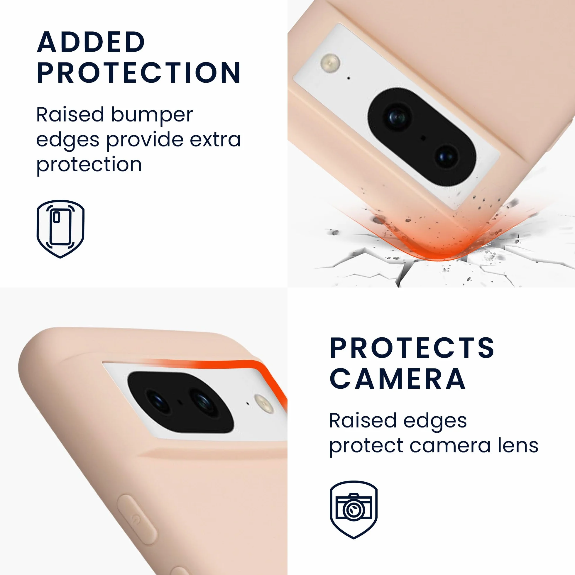 kwmobile Funda para Google Pixel 8 Carcasa - Ultrafina de TPU y Silicona con Bordes elevados anticaídas - Beige Rosa Claro