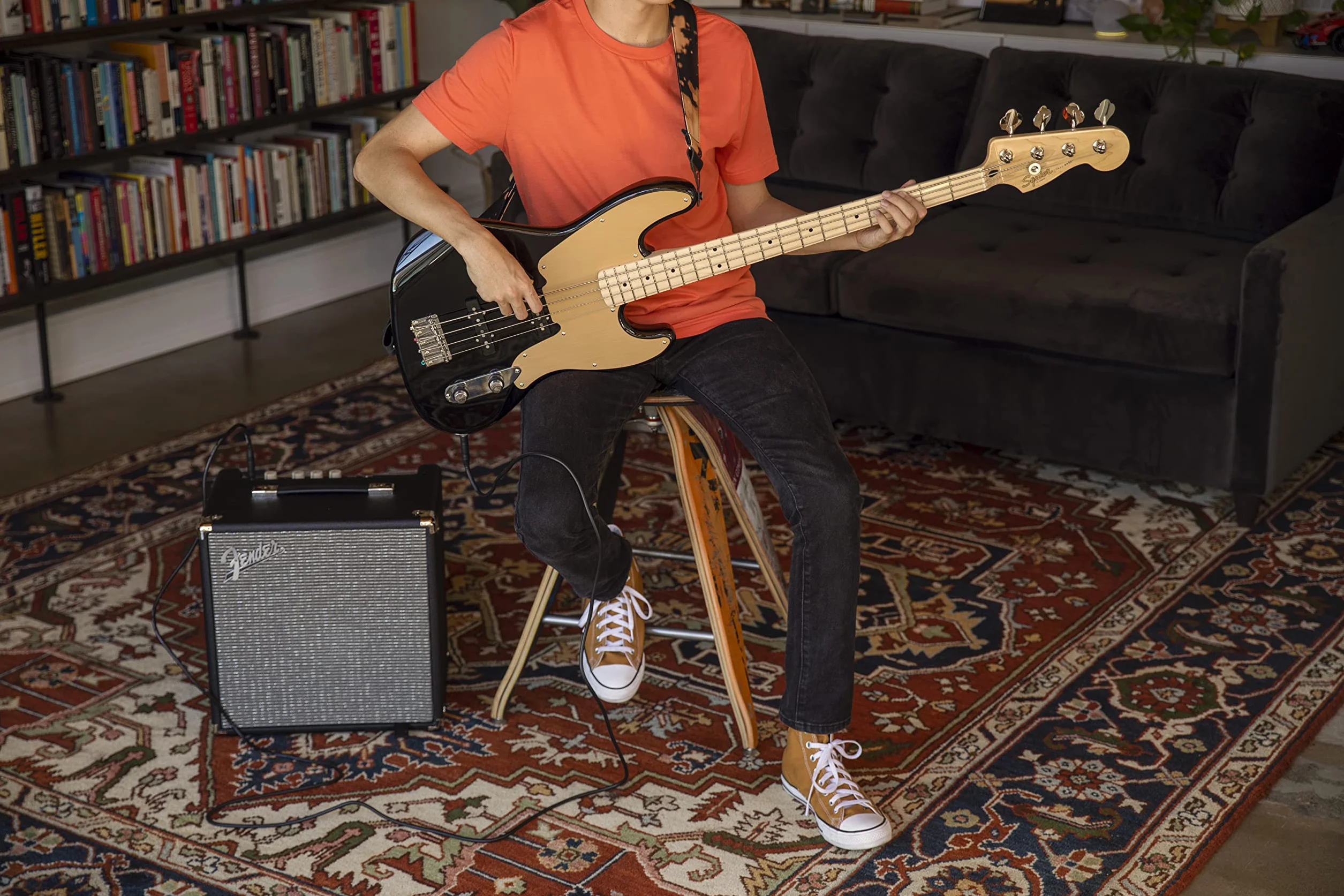 Fender Rumble 25, amplificador de bajo, 25 W, adecuado para bajo eléctrico, negro/plateado