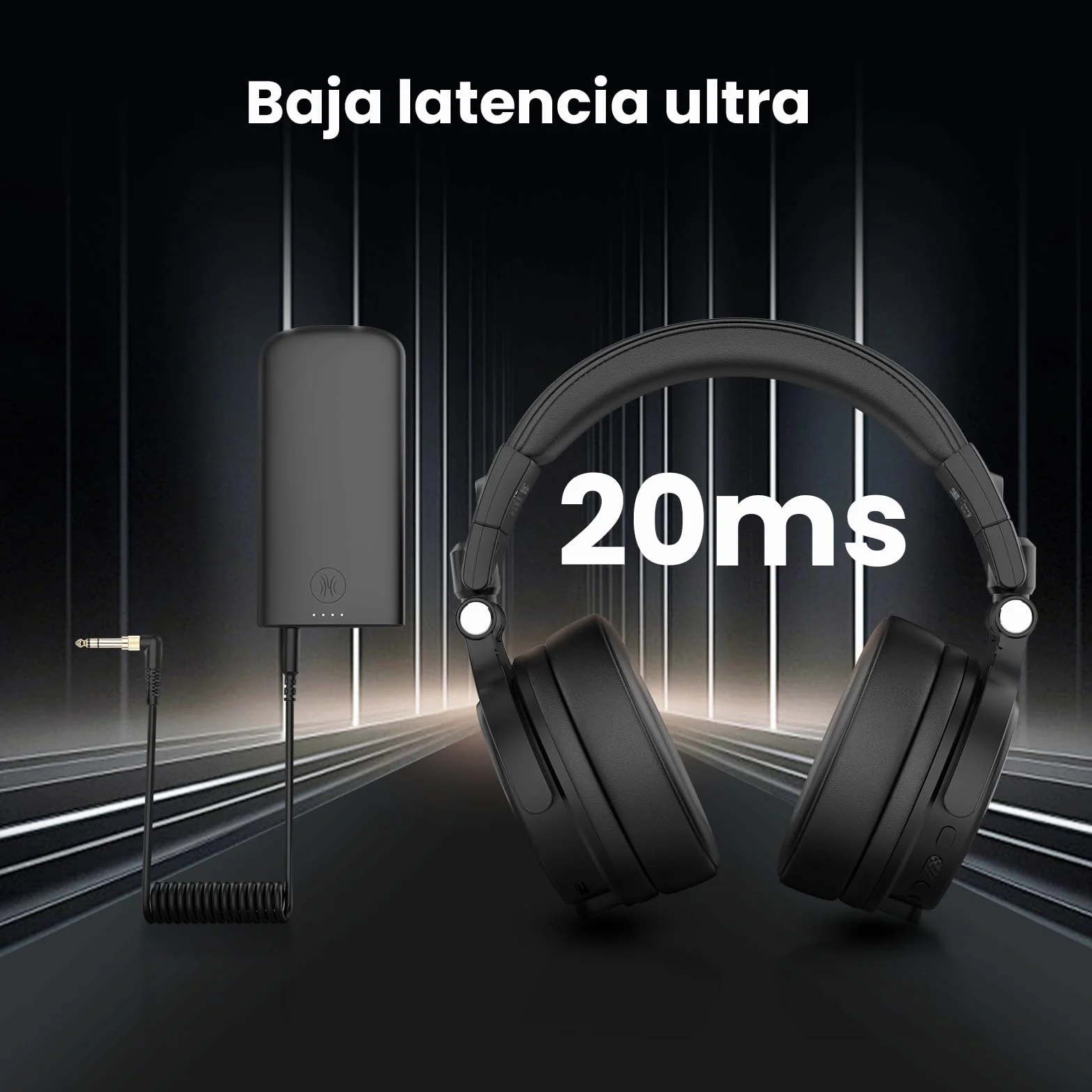 OneOdio Studio MAX 1 Auriculares DJ Inalámbricos, 120H Autonomía, Audio Hi-Res/LDAC, 20ms Baja Latencia, Conexión Dongle/Bluetooth 5.3/3,5 mm/6,35 mm para Monitores, Guitarra, Teclado y Podcast