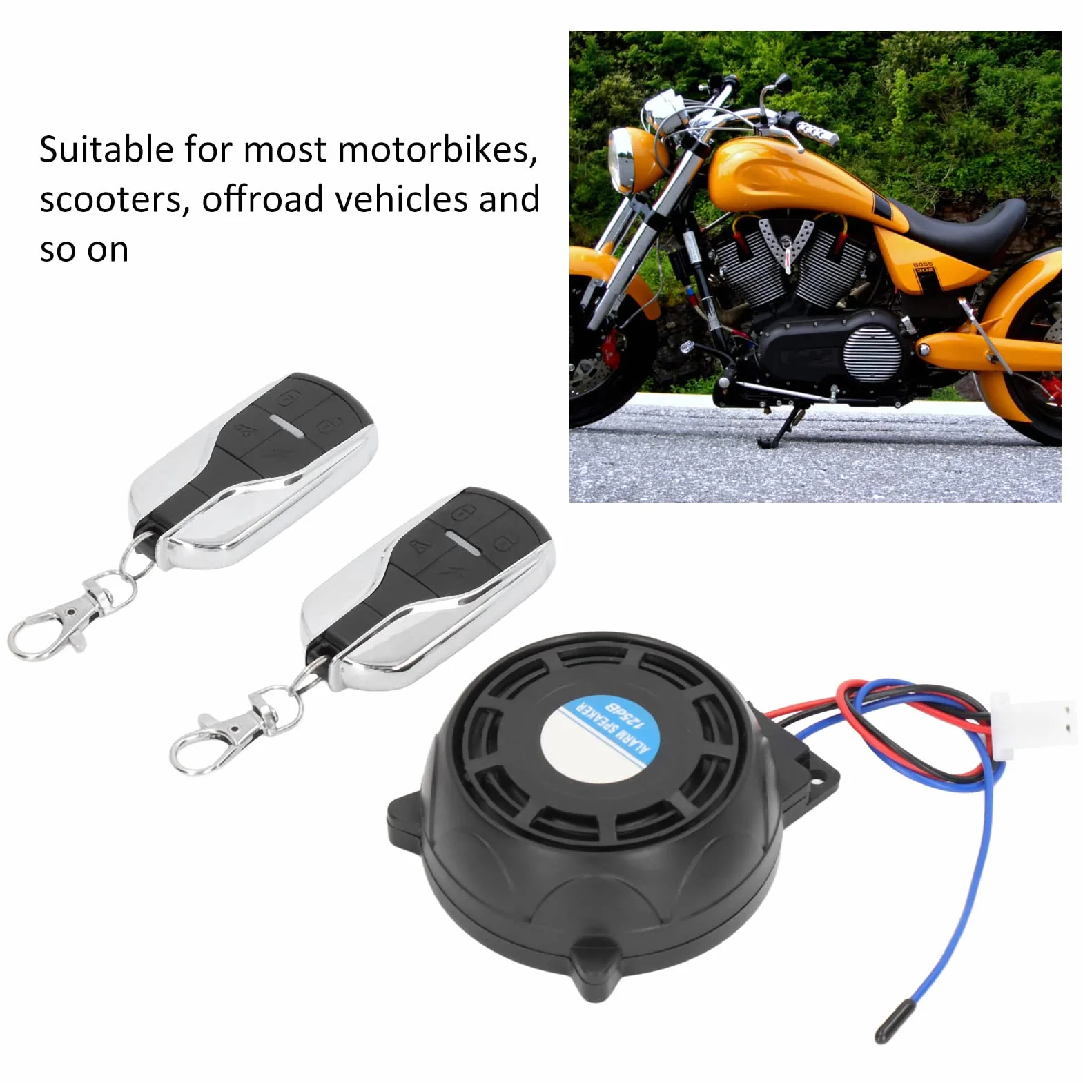 Alarma De Seguridad para Motocicletas Antirrobo Universal con 2 Mandos A Distancia Inalámbricos 12V Resistente Al Agua Fácil Instalación para Moto Scooter Y Vehículos Offroad