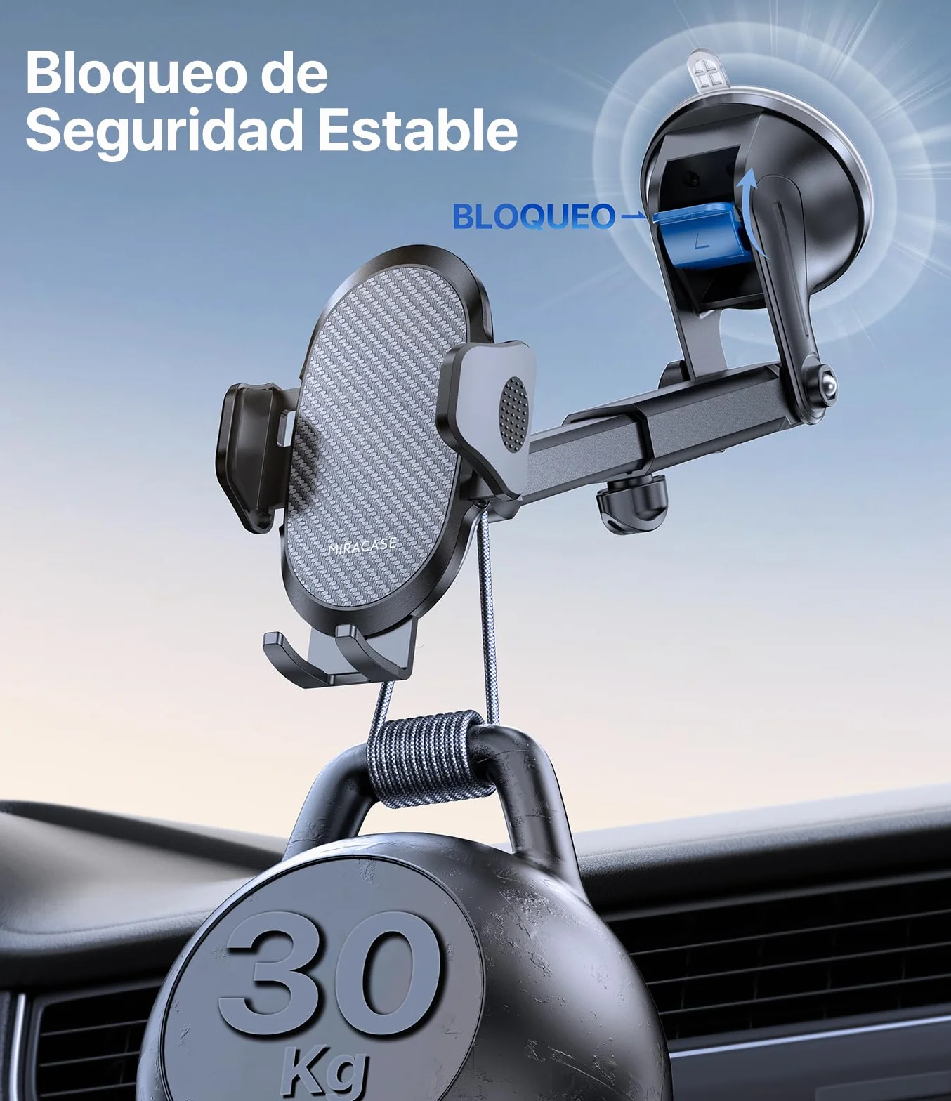 Miracase Soporte Móvil Coche Ventosa Potente 360° Rotación Sujeción Universal 4-7.2"