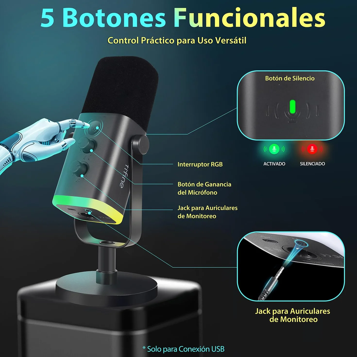 FIFINE XLR USB Microfono Gaming per PC PS4 PS5, Streaming Micrófono de Dinámico per Podcast Studio para Estudio Grabación