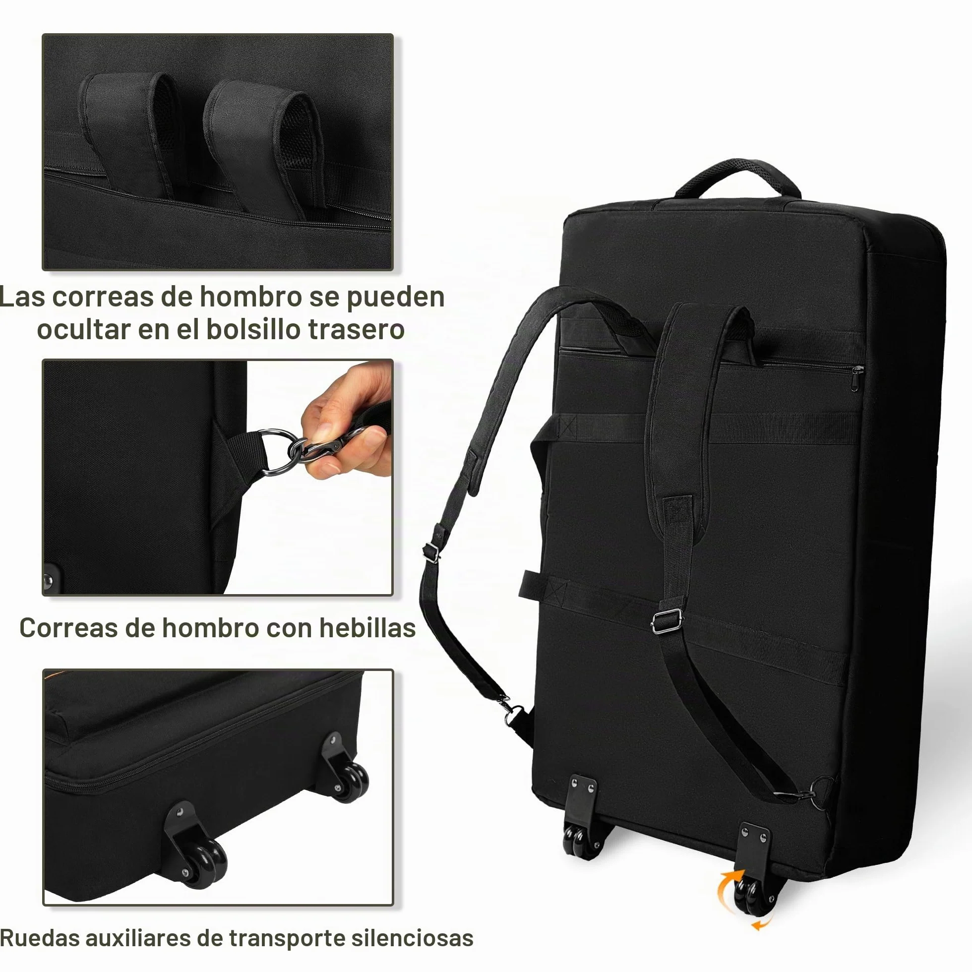 Rexmica Bolsa de Transporte para Controlador DJ con Ruedas, Compatible con Pioneer XDJ RX2/ XDJ RX3/ XDJ-RX/DDJ-FLX10/ DDJ REV7/ DDJ 1000SRT, Mochila Acolchada con 2 Bolsillos para DJ Accesorios