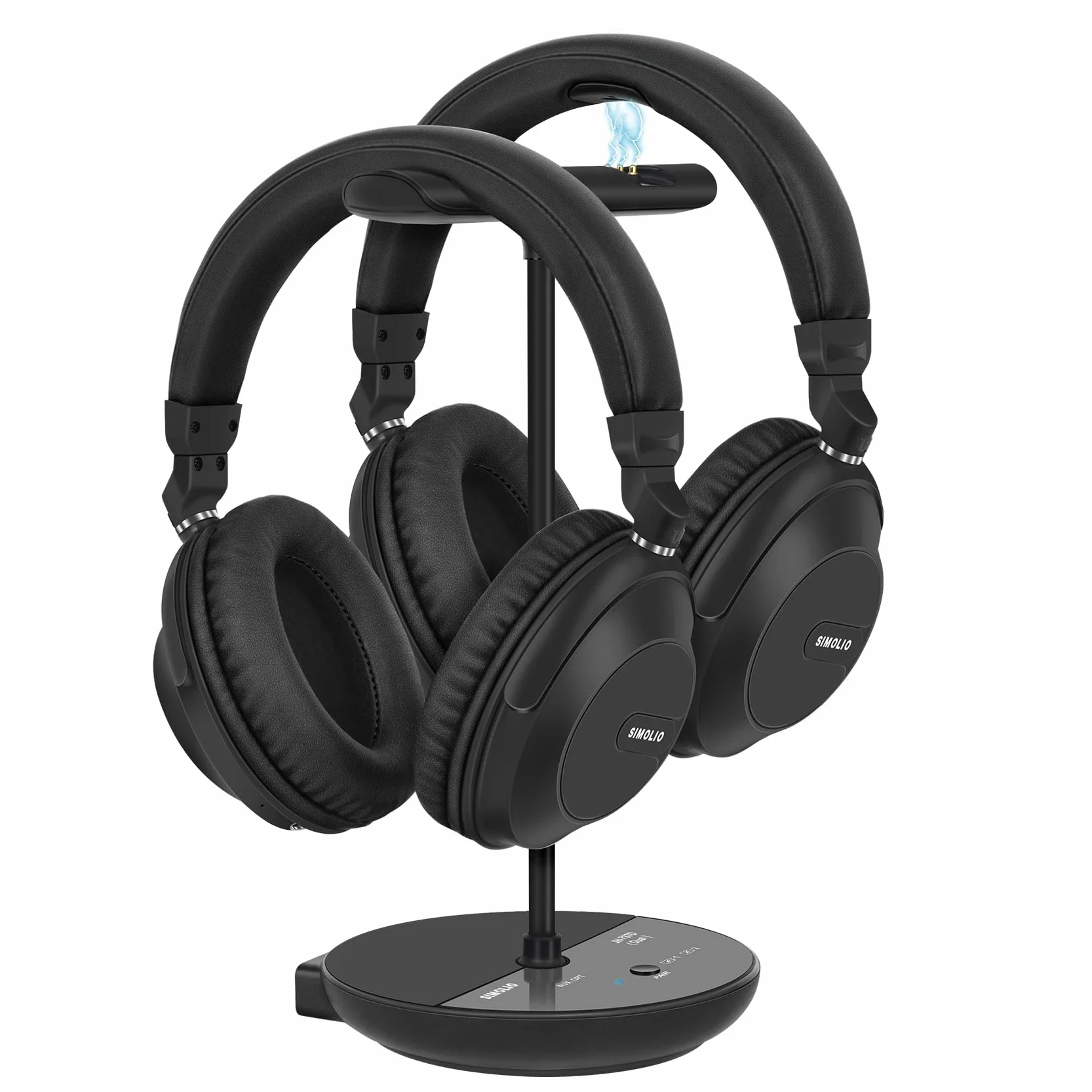 SIMOLIO Auriculares para TV con Tres Modos de Audio, Auriculares Inalámbricos Bluetooth Duales con Volumen Amplificado para Personas Mayores, Sin Retrasos, Modo TV y Bluetooth, 164 Pies/50 Metros