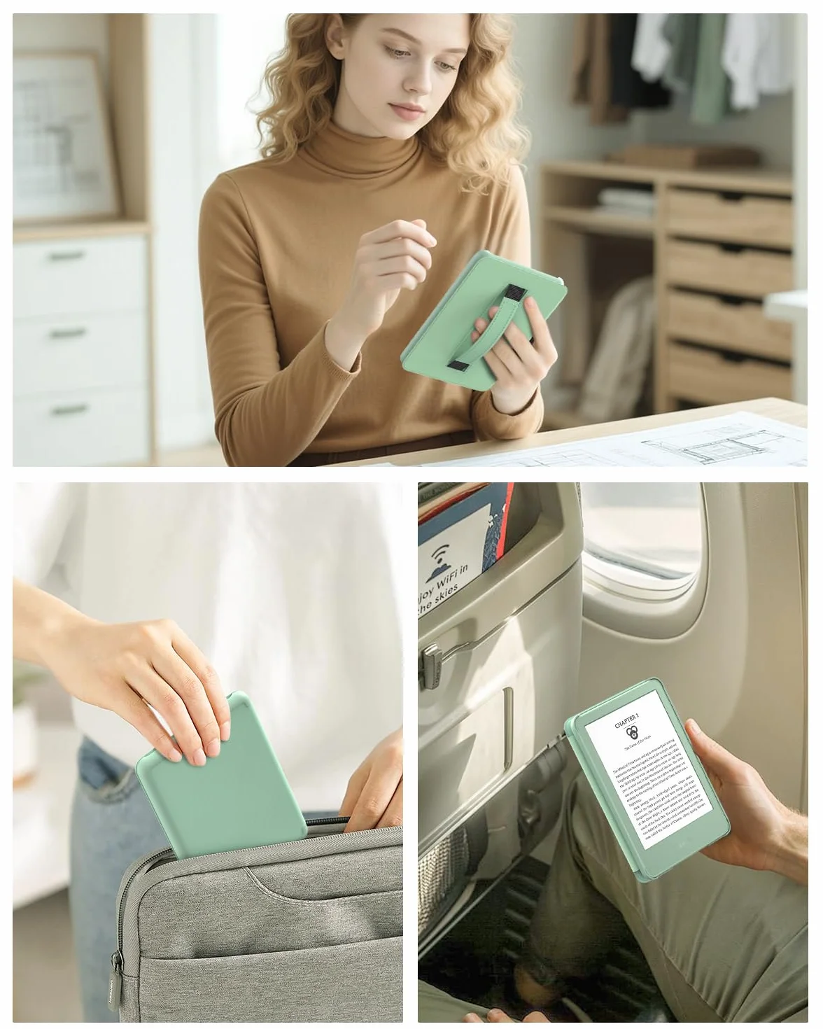 MoKo Funda para Kindle 11ª Generación 2024/2022 6", Agave Verde, con Correa de Mano