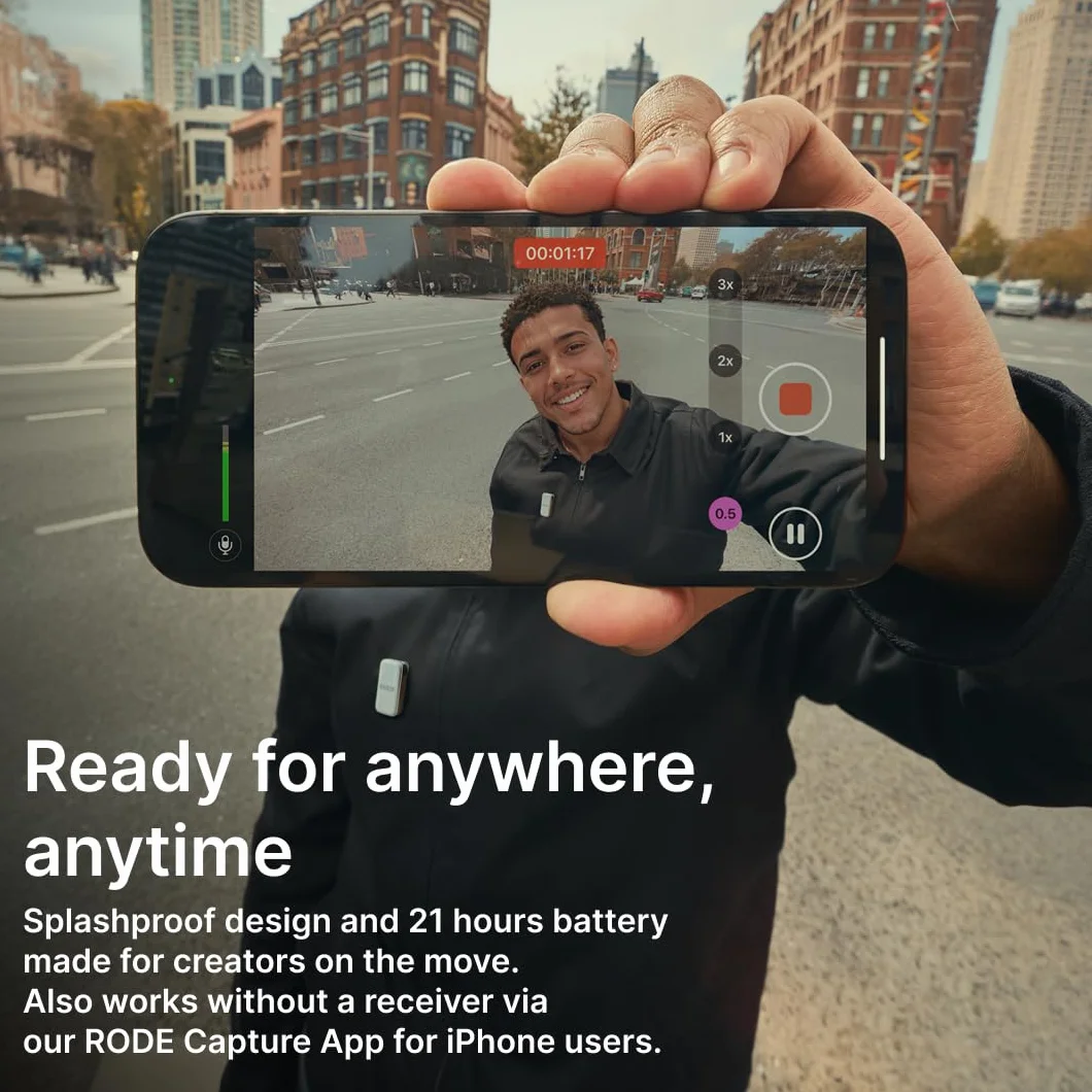 RØDE Wireless Micro Micrófono Inalámbrico Compacto, Dos Micrófonos con Estuche de Carga para Grabación de Video con Smartphone y Creación de Contenido, USB-C (Negro)