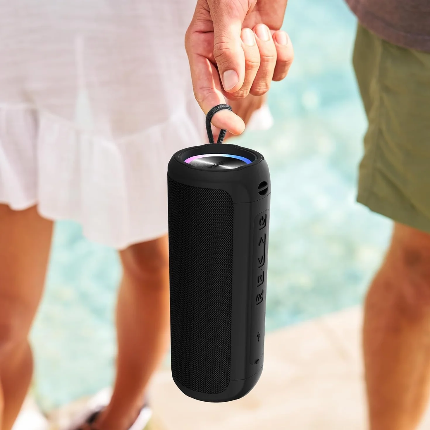 Vieta Pro Altavoz portátil Bluetooth Solaris BT - Sonido Potente de 15W, Radio FM, Resistente al Agua IPX4, Entrada AUX y USB, Micrófono con Manos Libres y Reproductor USB Player