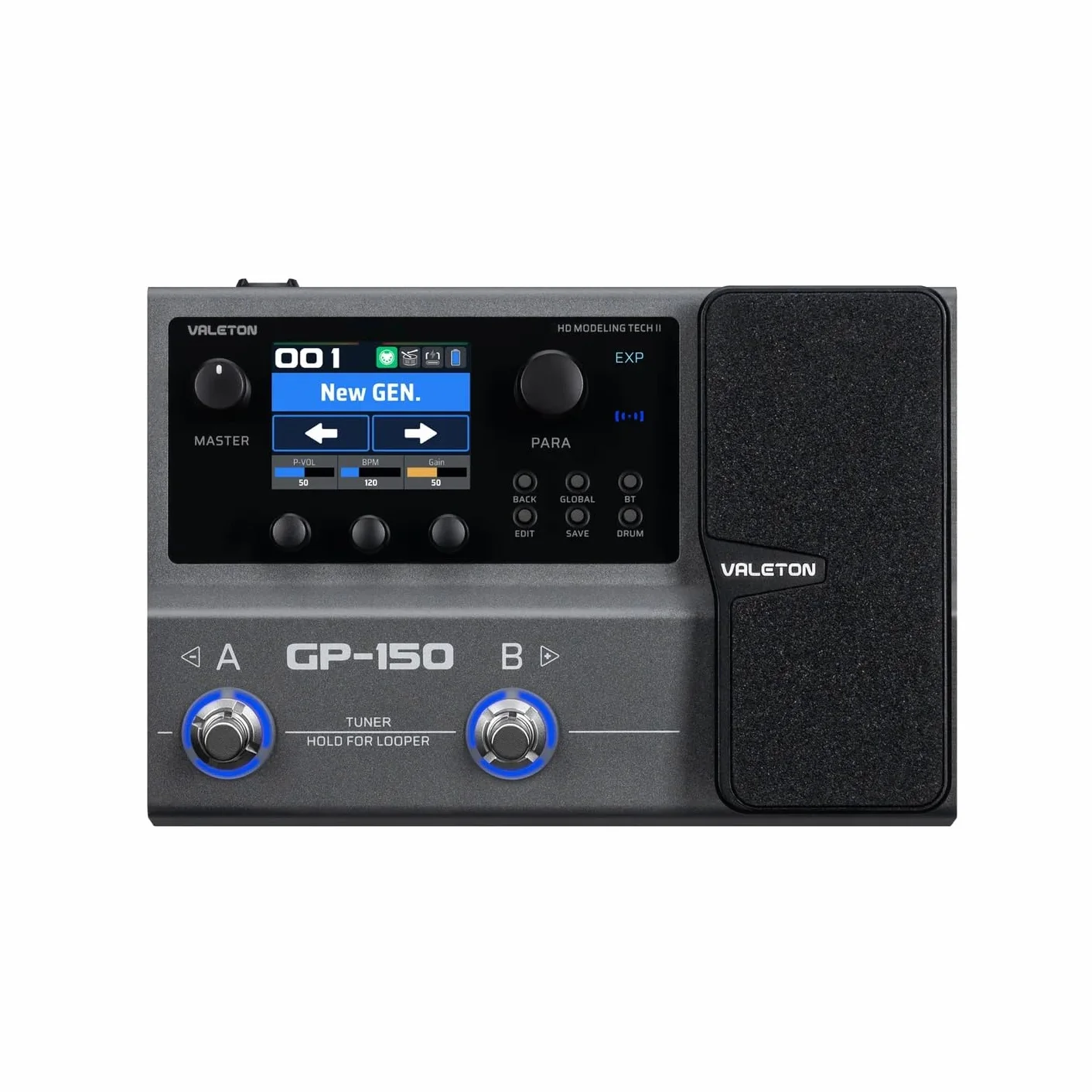 Valeton GP-150 Procesador multi-efecto para guitarra con pedal de expresión, más de 200 efectos, modelado NAM SnapTone, cargador infrarrojo, loop, caja de ritmos, interfaz de audio USB