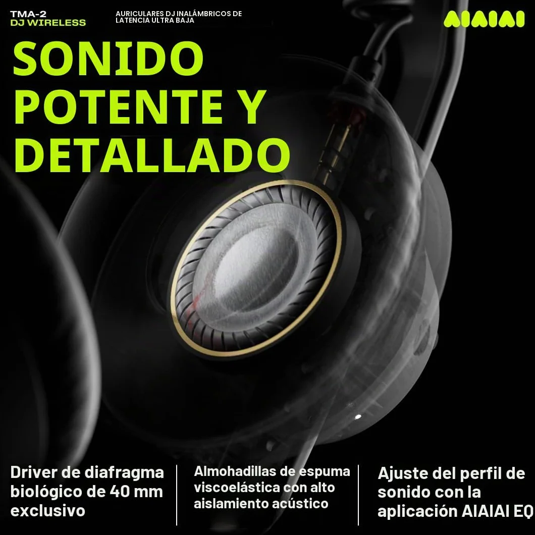 Aiaiai TMA-2 DJ Wireless - Auriculares DJ inalámbricos con latencia ultrabaja, +20h de batería, diseño Ligero y Resistente, Almohadillas de Alto Aislamiento y Bluetooth