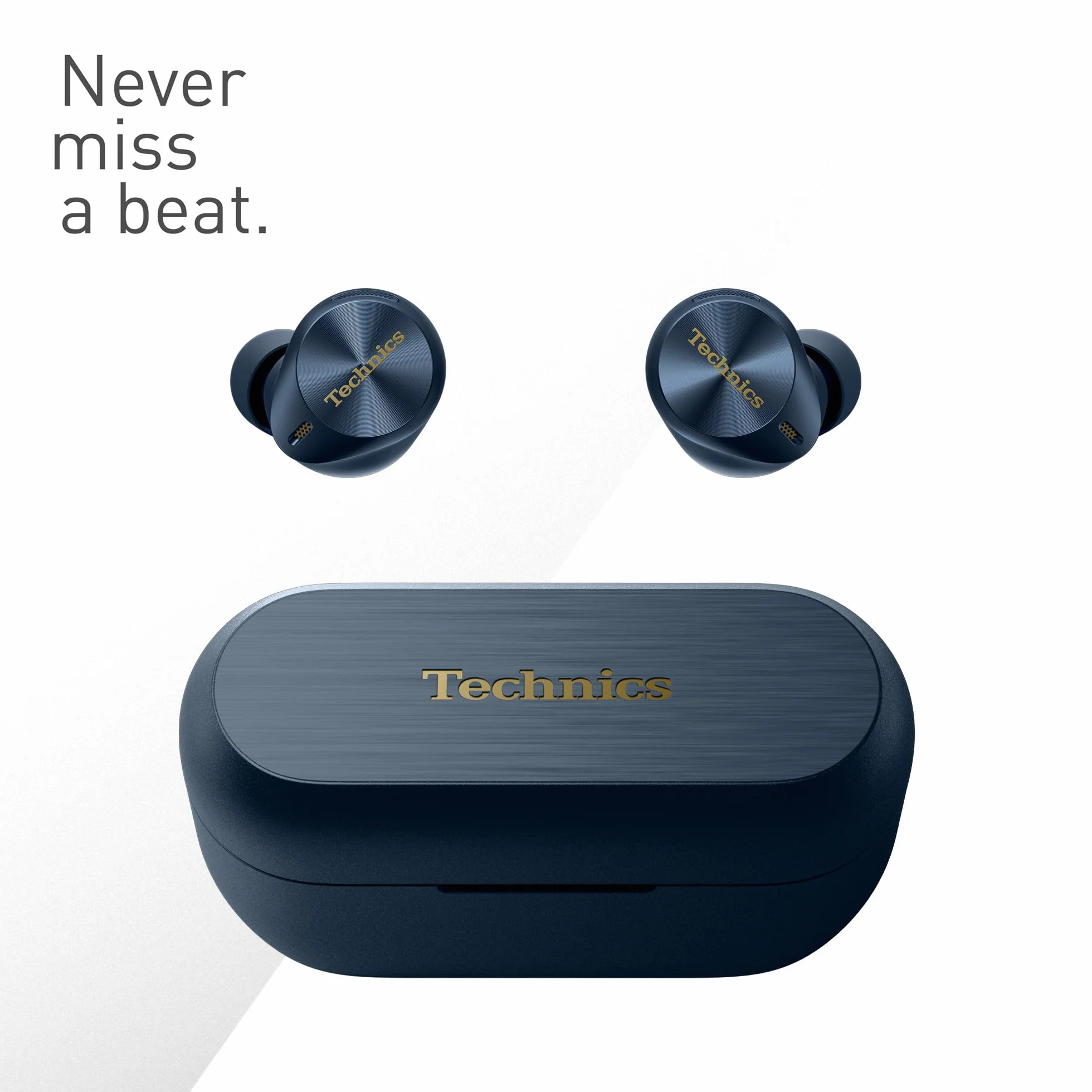 Technics EAH-AZ80E-A Auriculares inalámbricos con cancelación de Ruido, Bluetooth, Auriculares intrauditivos con micrófono, Ajuste Personalizable, hasta 7 Horas de reproducción, Azul Medianoche