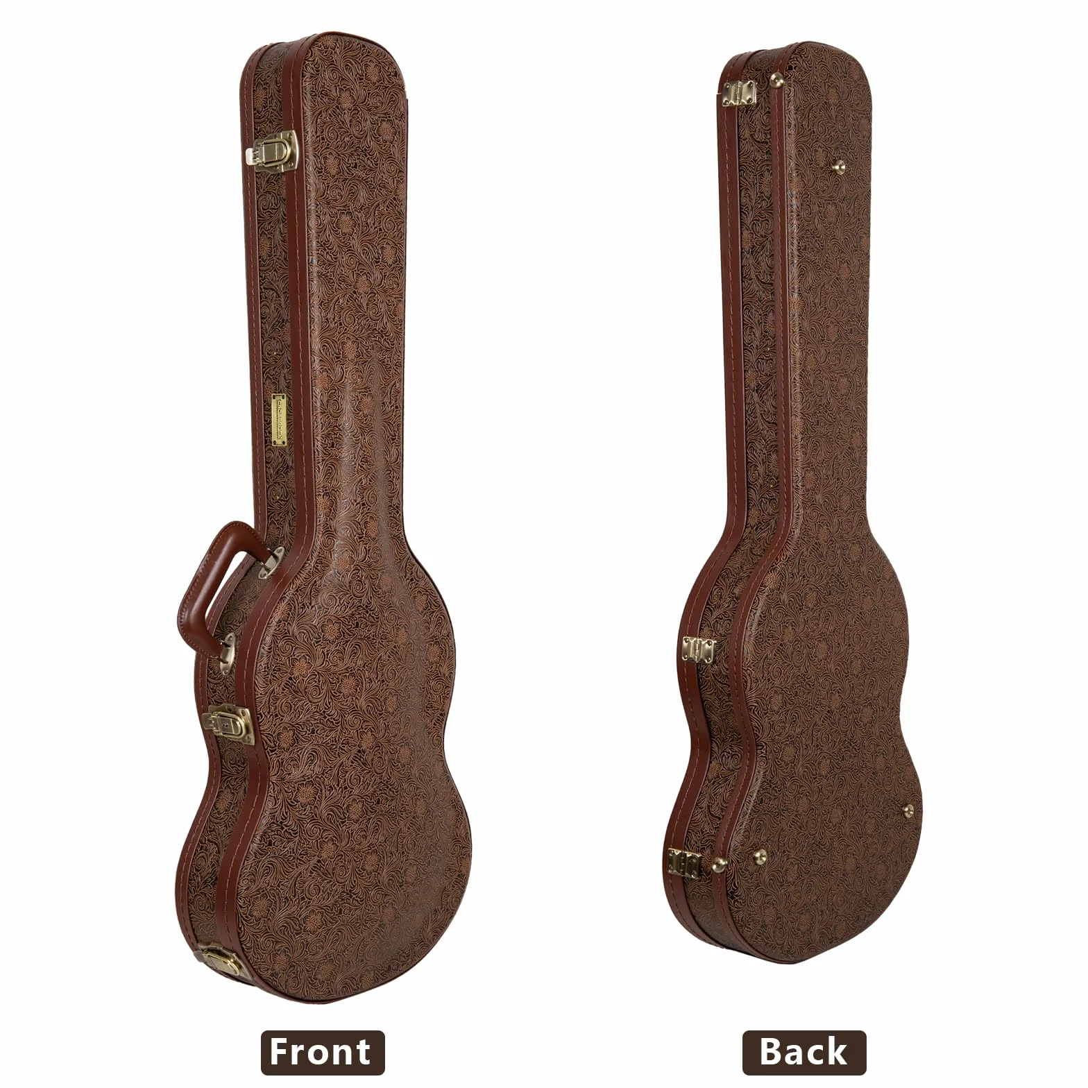 Crossrock Designer Series - Funda de Madera para Guitarras eléctricas Gibson SG, Cerradura de Seguridad, Patas de Metal, Espacio de Almacenamiento, Color marrón Flor (CRW530SGBQ), Marrón Flor, SG