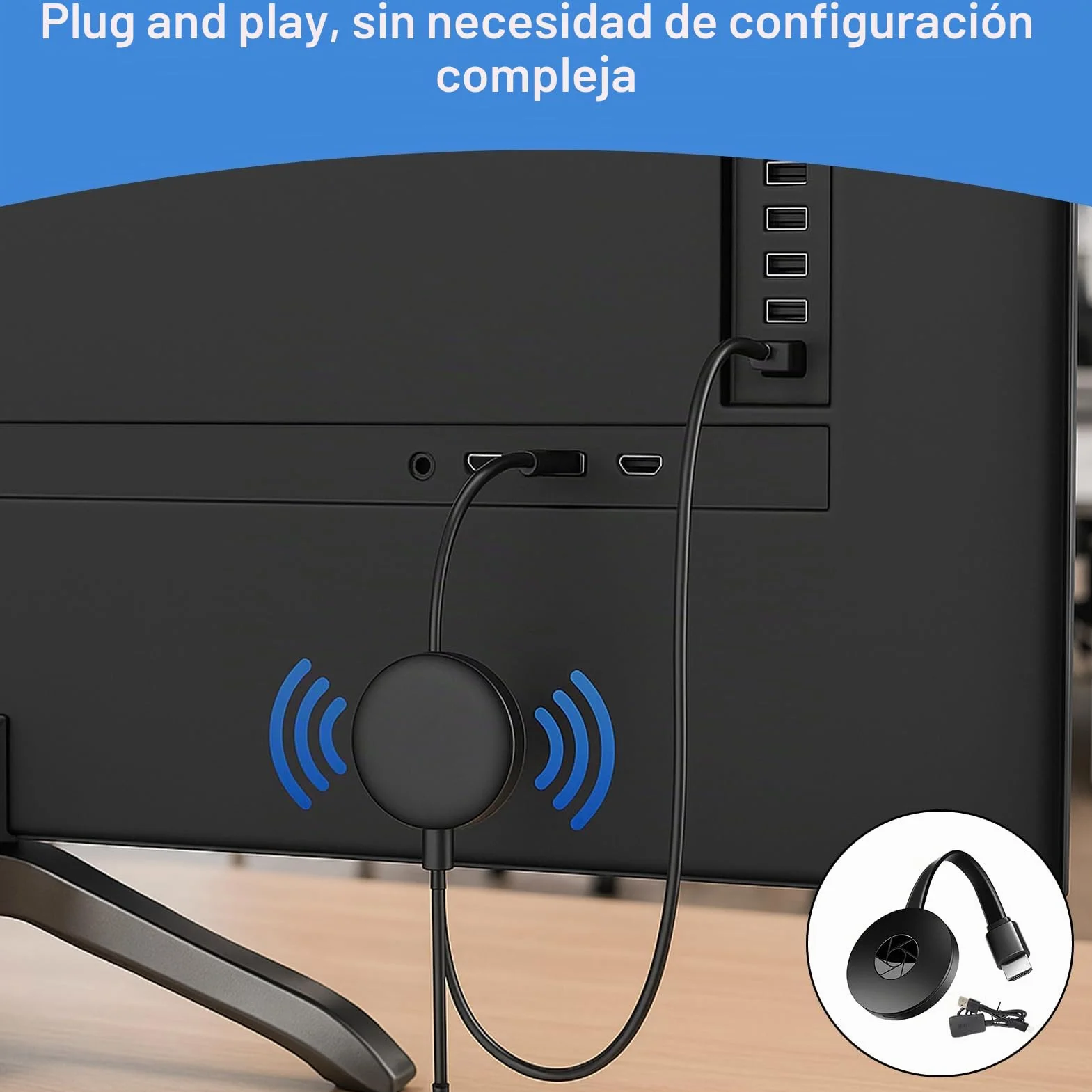 Chromecast, dispositivo Chromecast para TV, adaptador de pantalla inalámbrico WiFi, adaptador de pantalla HDMI inalámbrico 4K para TV, compatible con Android/iOS/Windows/Mac/proyector