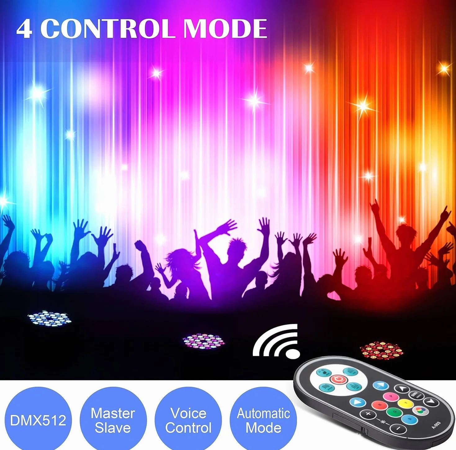 U`King 4 PCS RGB Focos Par 36 LED con Bolsa, 72W Luces Escenario con Control Remoto y Modo de Activación de Sonido, Luz de Discoteca para Fiestas Navidad DJ Bar