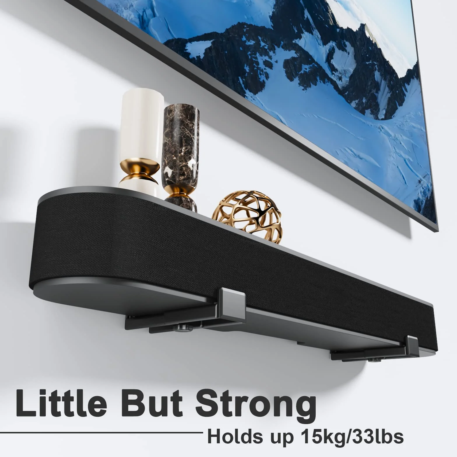 PUTORSEN Soporte Barra Sonido, Universal Soporte para Barra de Sonido para Sonos,Capacidad Máximade 15 kg，Profundidad Ajustable de 3.5 a 6.1 Pulgadas, Ganchos Antideslizantes extraíbles y bloqueables