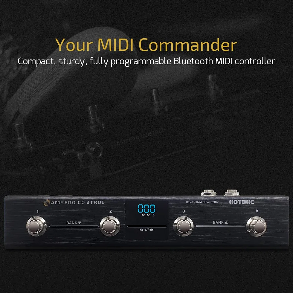 HOTONE MIDI Pedal controlador de pie Bluetooth Ampero Control de 4 botones