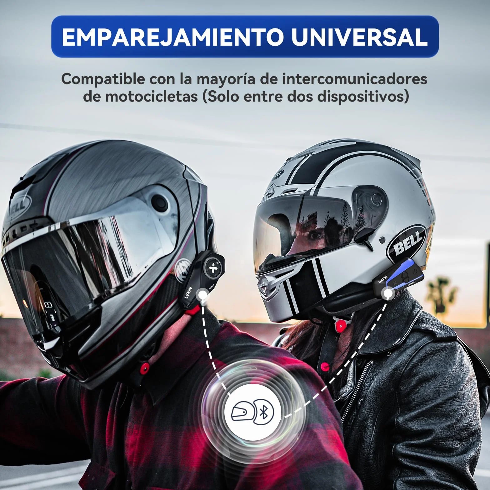 LEXIN G2P Intercomunicador Casco Moto Bluetooth 6 Vías, Sistema Comunicación con 4 Cubiertas Reemplazables