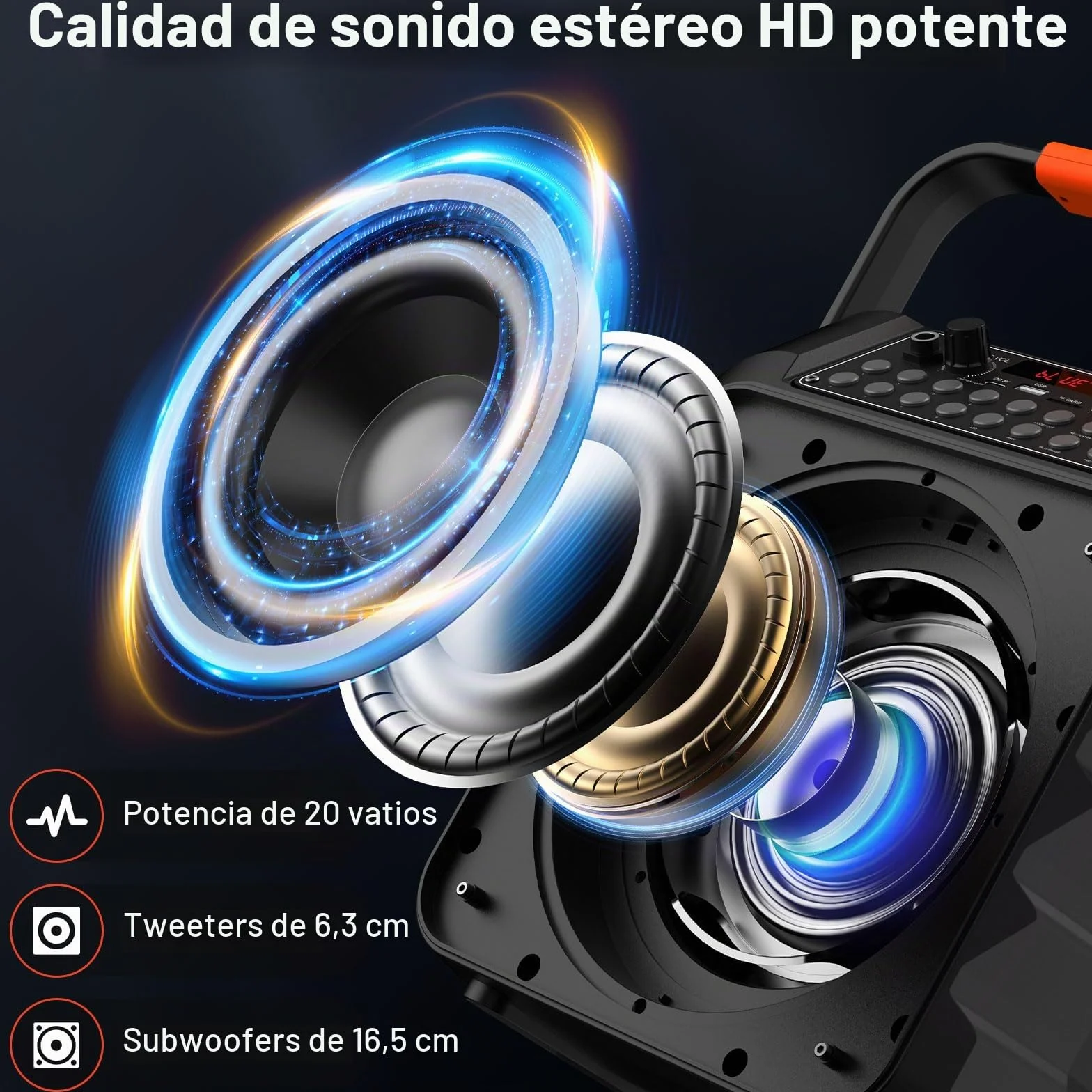 HWWR Karaoke Profesional Inalámbricos, Máquina de Karaoke Portátil con Micrófonos Inalámbricos para Adultos y Niños, Luces LED,USB/TF/AUX/Rec, Karaoke Compatible con Android/iPad/TV/PC