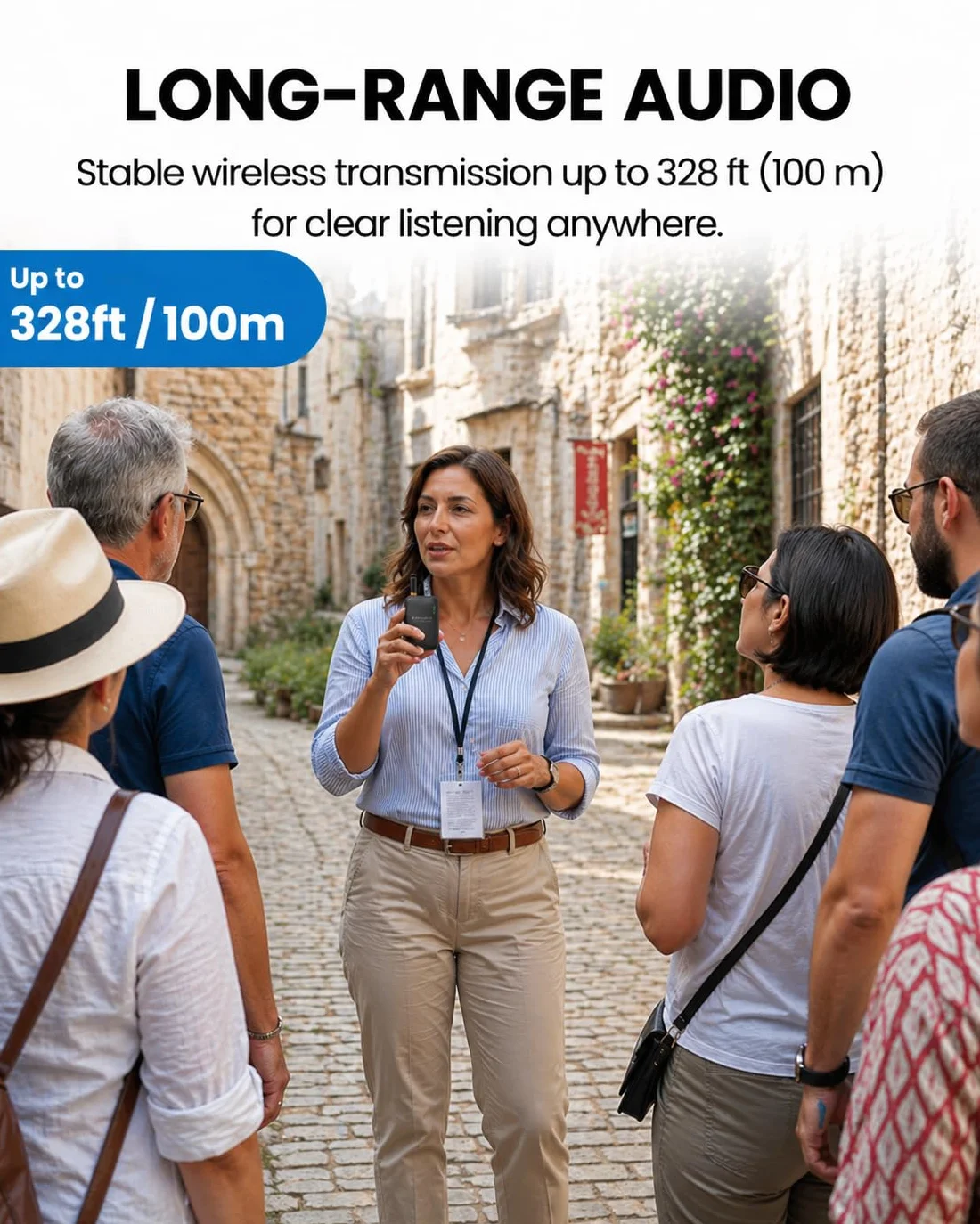 Avantree AudiTour – Sistema de guía turística inalámbrico con 10 Auriculares Open-Ear, Sistema de Audio fácil de Usar para museos y visitas guiadas, Grupos pequeños, Escucha asistida