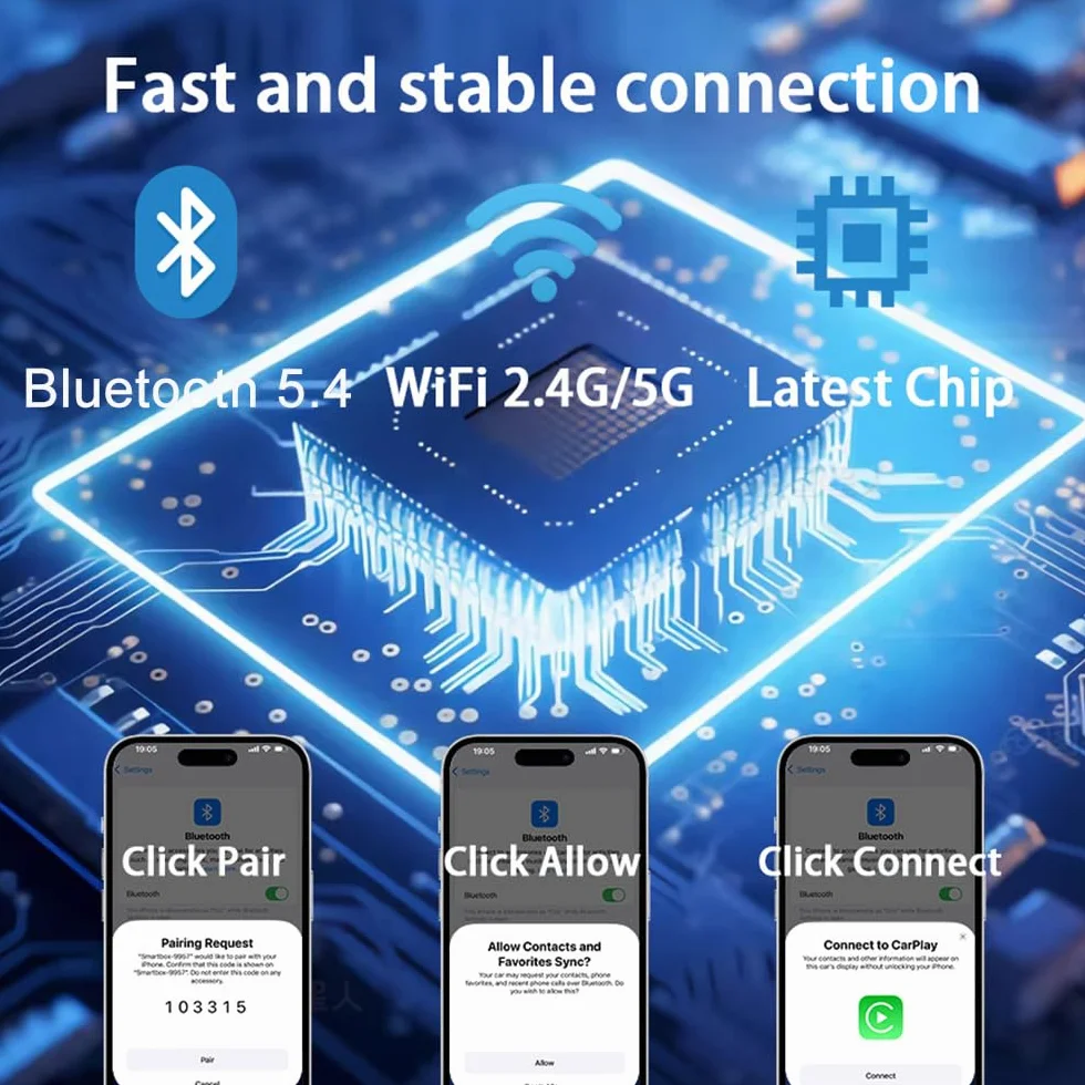 CarPlay Inalambrico para BMW X1 2018-2024, Adaptador 2 en 1 CarPlay con Conexion Automatica, Plug and Play Cable a Inalámbrico