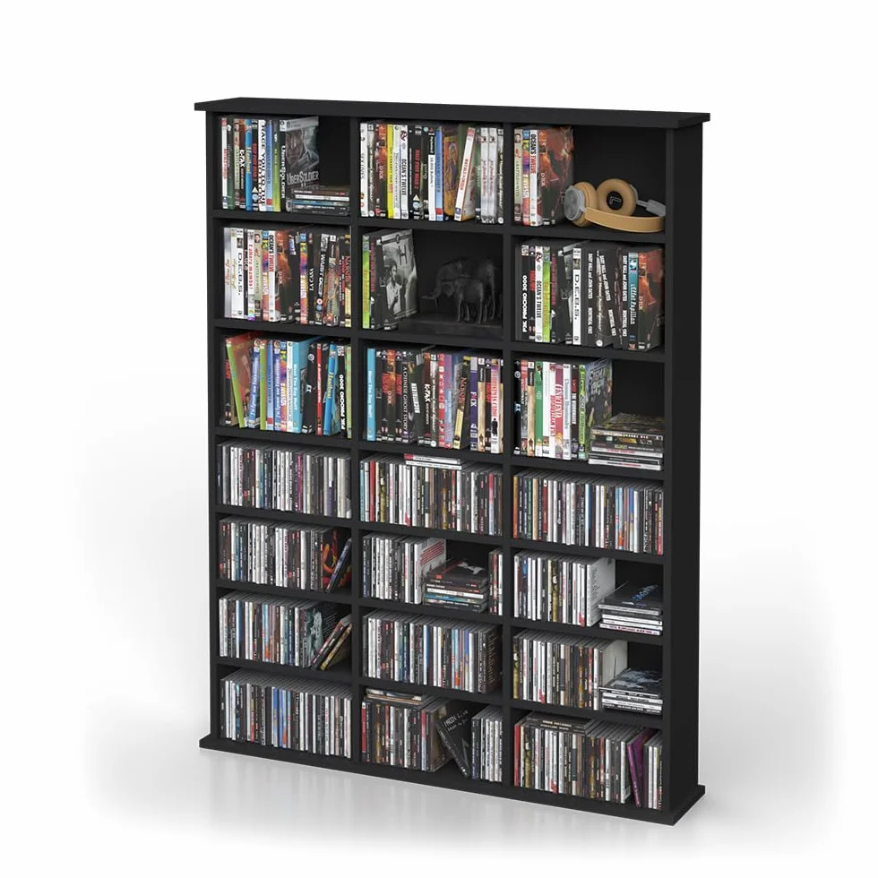 Vicco Estante para CDs Jukebox, Negro, 105.4 x 136 cm, Apto para Uso de pie o montado en Pared