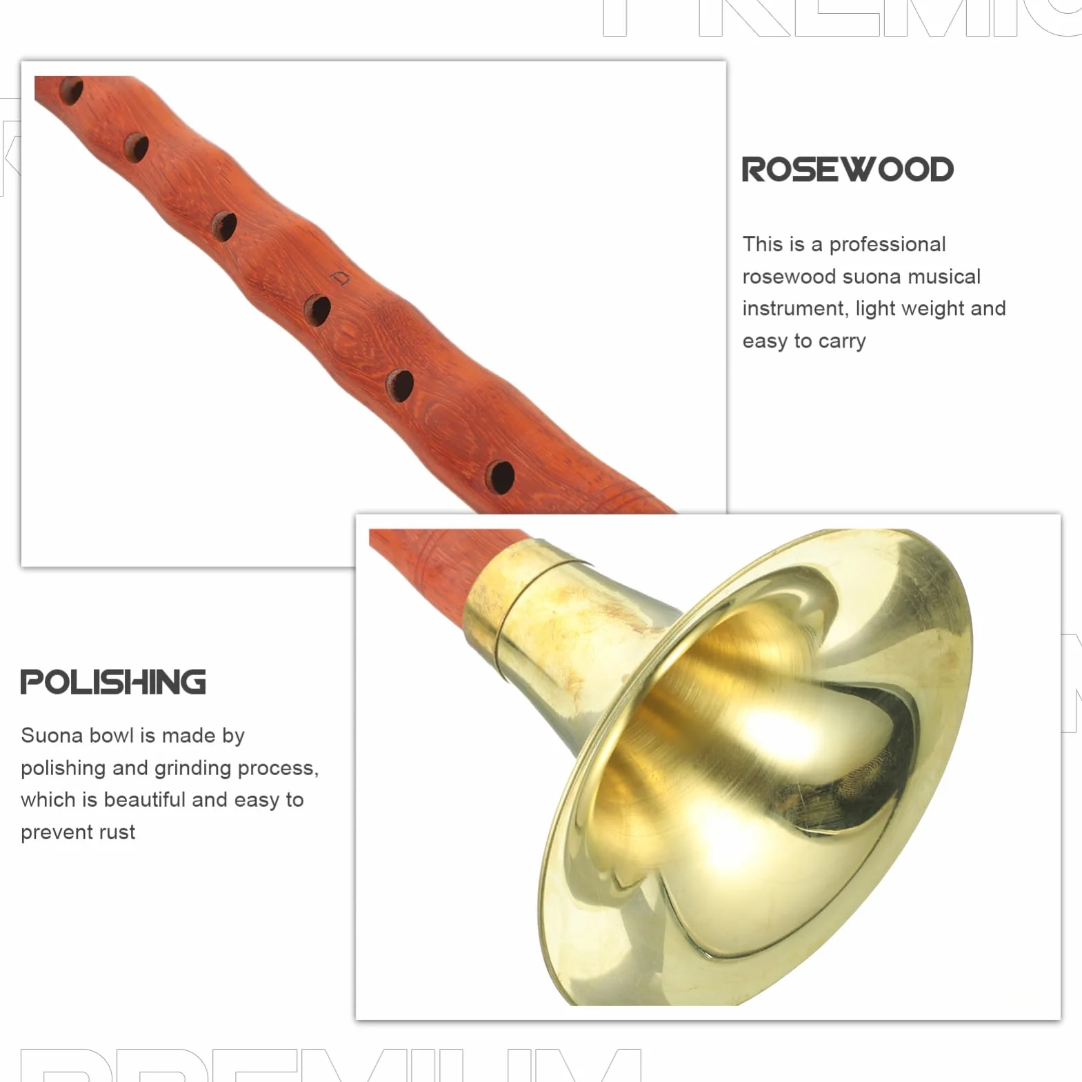 Instrumento Tradicional Suona Profesional Chino de Metal Fácil de Operar y Ligero para Principiantes y Profesionales Llave D y 1 Set Color Aleatorio