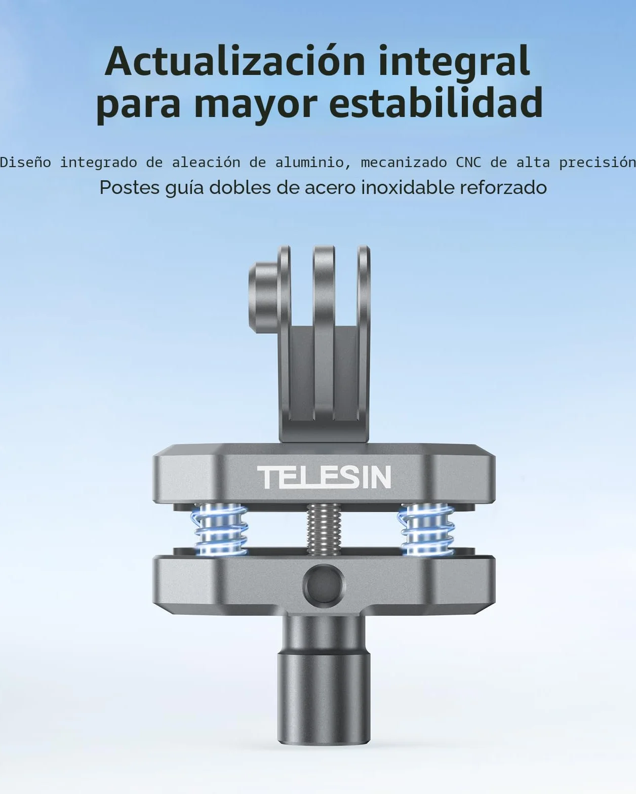 TELESIN Soporte de Aluminio para Parabrisas de Moto con Abrazadera Clip Compatible con Hero 13 12 11 10 9 Insta360 X5 X4 X3 Ace Pro Osmo Action 6 5 Pro 4 3 2 Accesorios para Motos y cámaras de acción