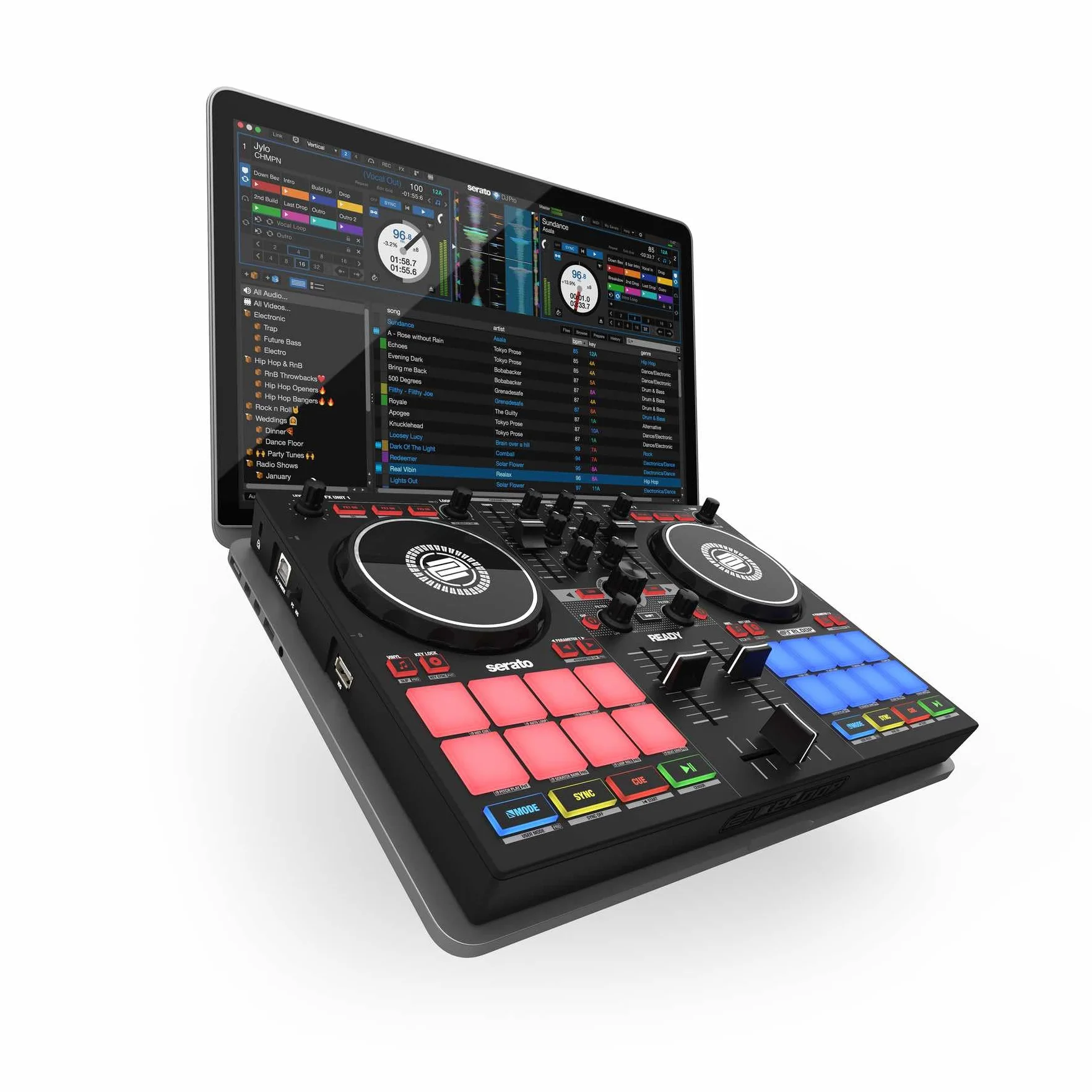 Reloop Ready - Controladora Compacta de 2 Reproductores para Serato DJ Lite y Pro, Conexión USB, Incluye Cables USB/RCA
