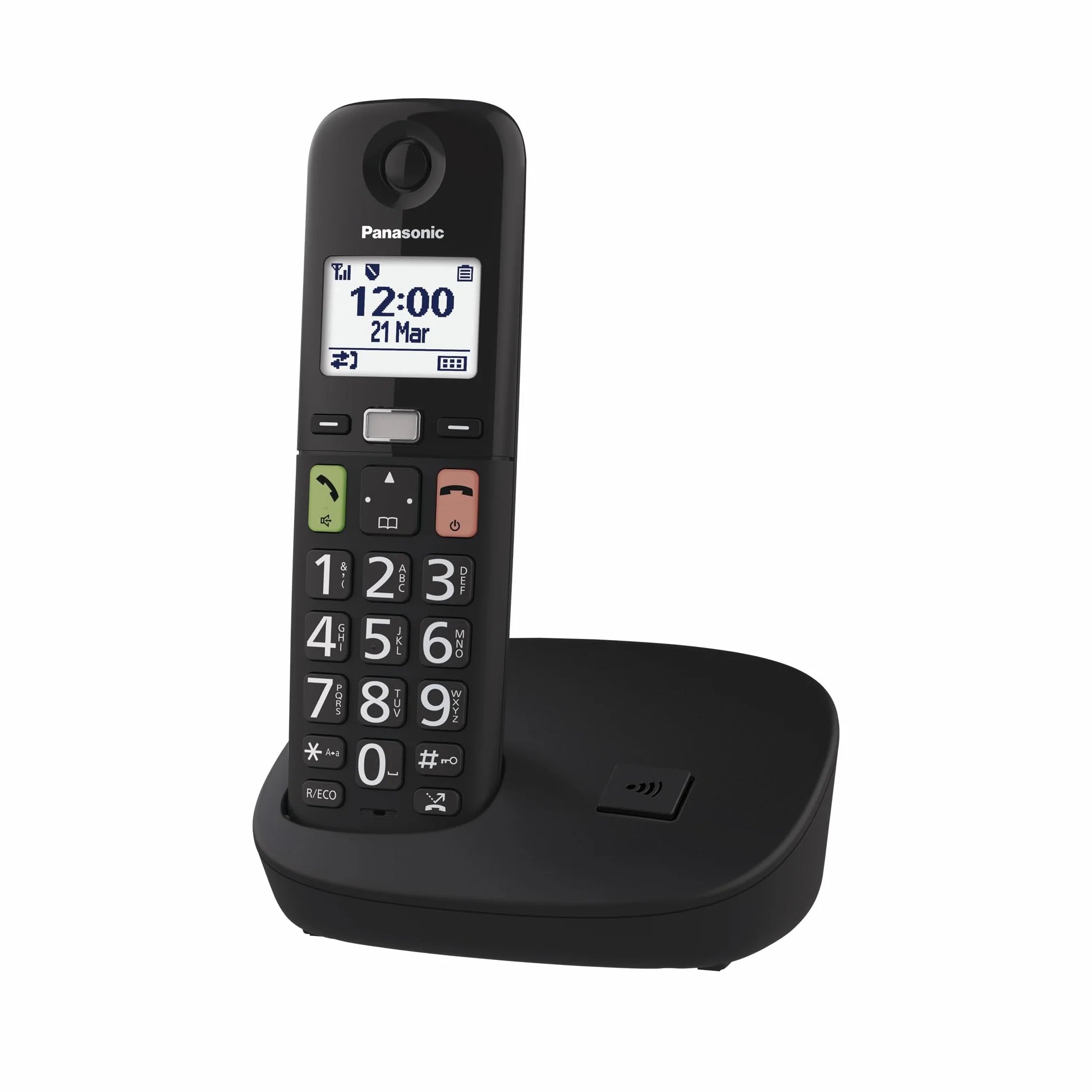 Panasonic KX-TGU110EXB Teléfono Inalámbrico Digital, Base y 1 Auricular, Pantalla LCD, Negro