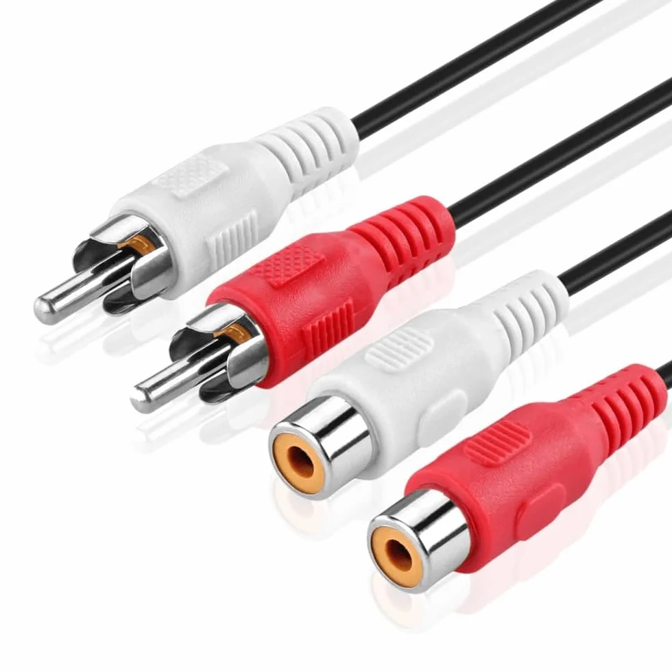 TECHZOCO Cable de audio 2x RCA macho a hembra, Cable alargador de audio, Cable Extensor rca, Cable audio RCA Estereo macho a hembra, Apto para subwoofer, amplificador, Altavoz, 2.5 Metros
