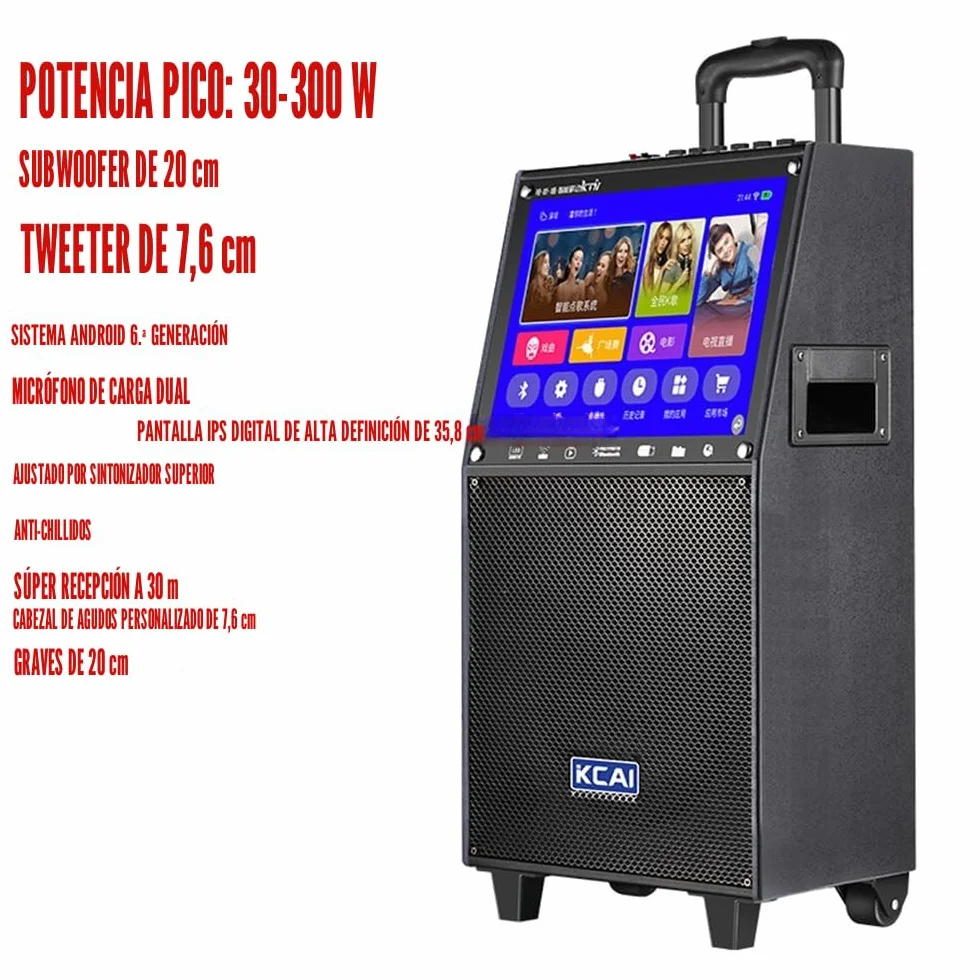 Máquina de karaoke con pantalla táctil para mostrar letras, pantalla de proyección, altavoz Bluetooth, micrófono, set con WiFi incorporado, adecuado para reuniones, fiestas, canto, concursos