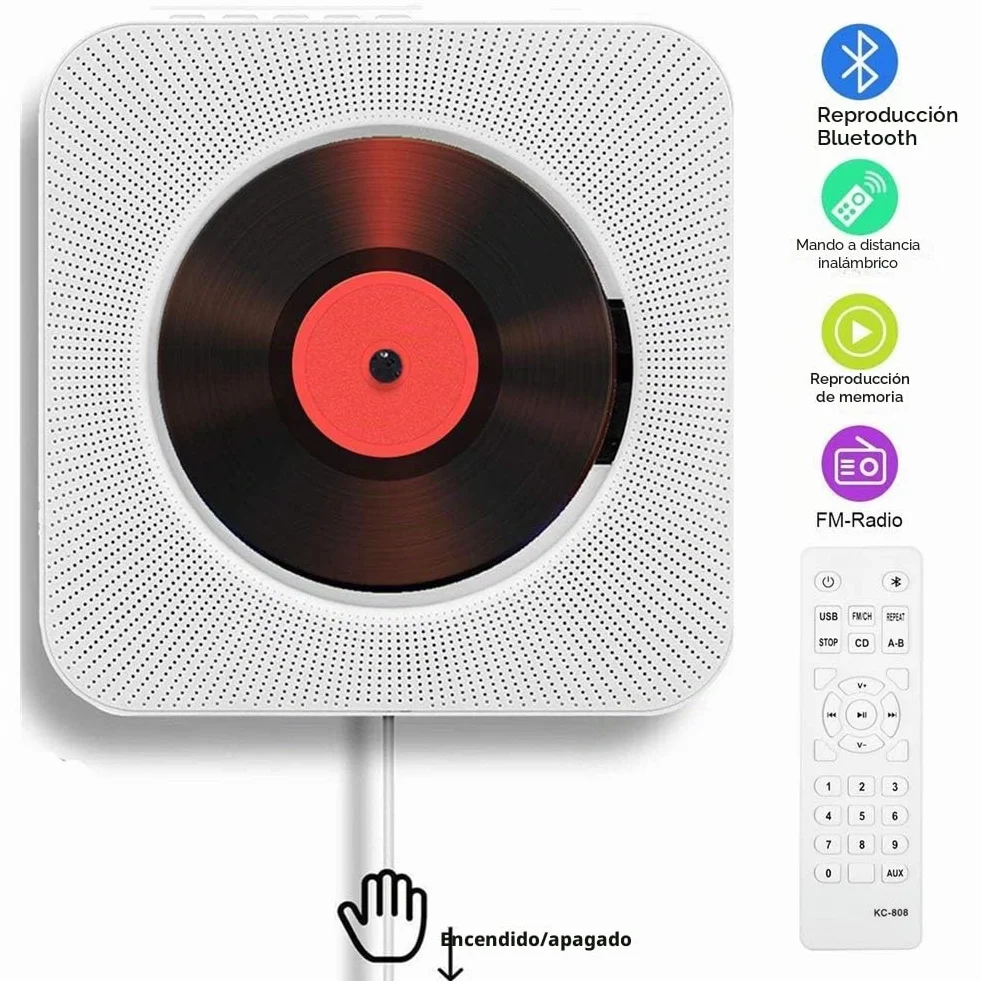 Reproductor de CD Portátil Bluetooth Reproductor CD de Escritorio Multifunctional Musical CD Player con Mando a Distancia Integrado en los Altavoces para HiFi de Casa Audio Boombox (Blanco)