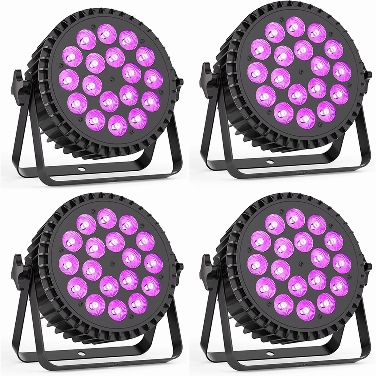 4 piezas UV+RGB 200W LED por proyector, 18 LED por proyector luz de escenario luz de fiesta RGB DMX512 5-en-1 luz de disco para escena DJ fiesta show bar Halloween Navidad