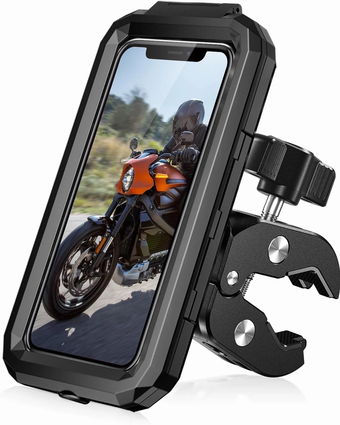 LUROON Soporte Universal Móvil para Moto Bici Impermeable 360° Rotación Anti Vibración Pantalla Táctil 5,5-7,0"